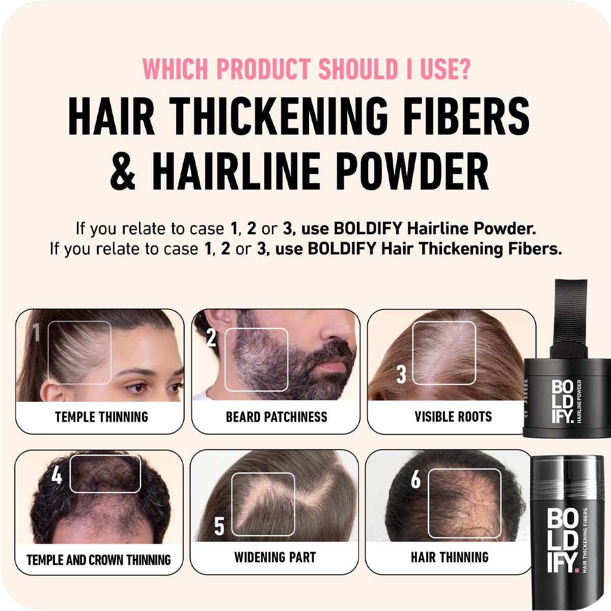 Boldify Hairline Powder, Root Touch Up Hair Color Dark Brown 4g