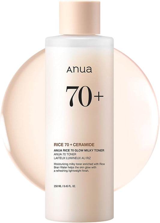 Anua Rice 70 Glow Milky Toner, Non Comedogenic, Korean Skincare, 8.45 fl.oz