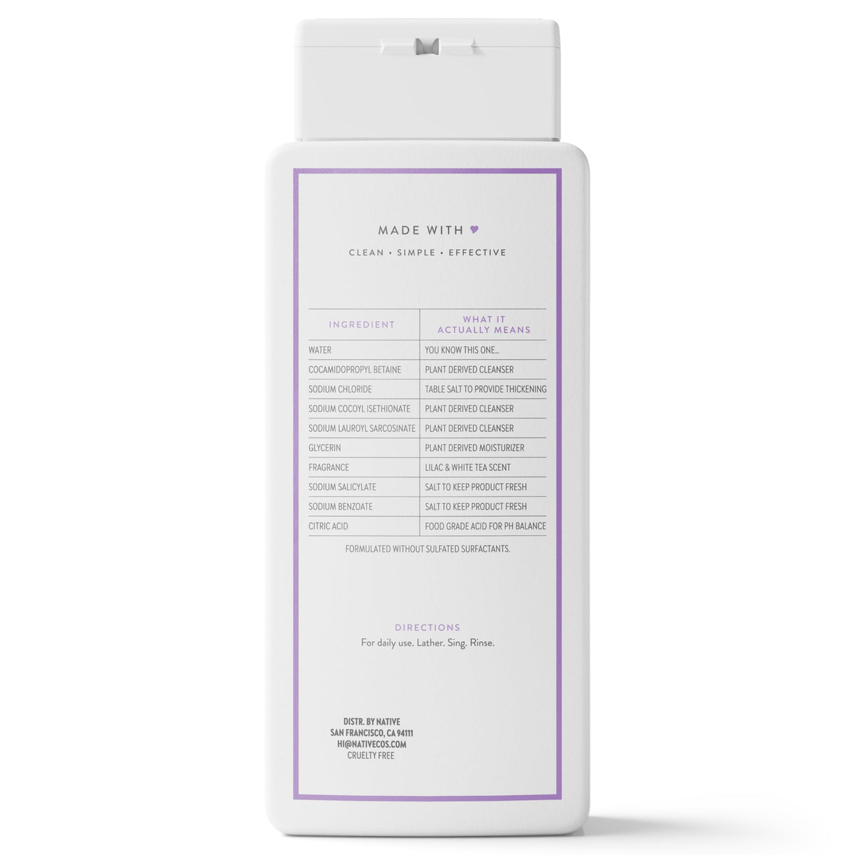 Native Clean Body Wash, Gentle & pH-balanced for Sensitive Skin, 24-Hr Freshness for Men & Women, Vegan & Cruelty-Free, Free of Sulfates & Parabens, Balsam & White Woods, 18 fl oz