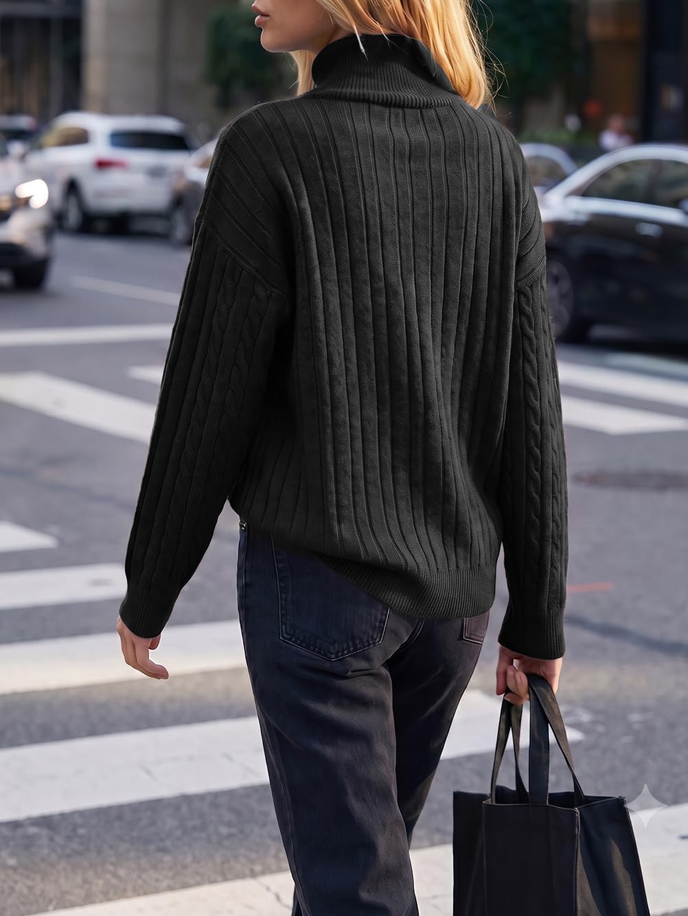 Fisoew Womens Sweaters Quarter Zip Ribbed Cable Knit Pullover Tops 2026