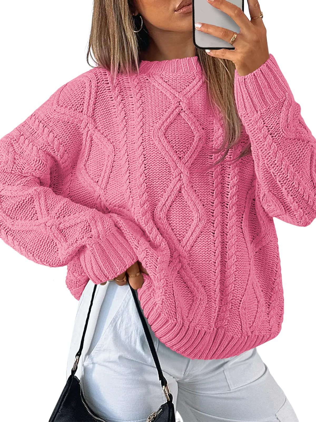 Trendy Queen Women's Oversized Cable Knit Sweaters 2026 Fall Outfits