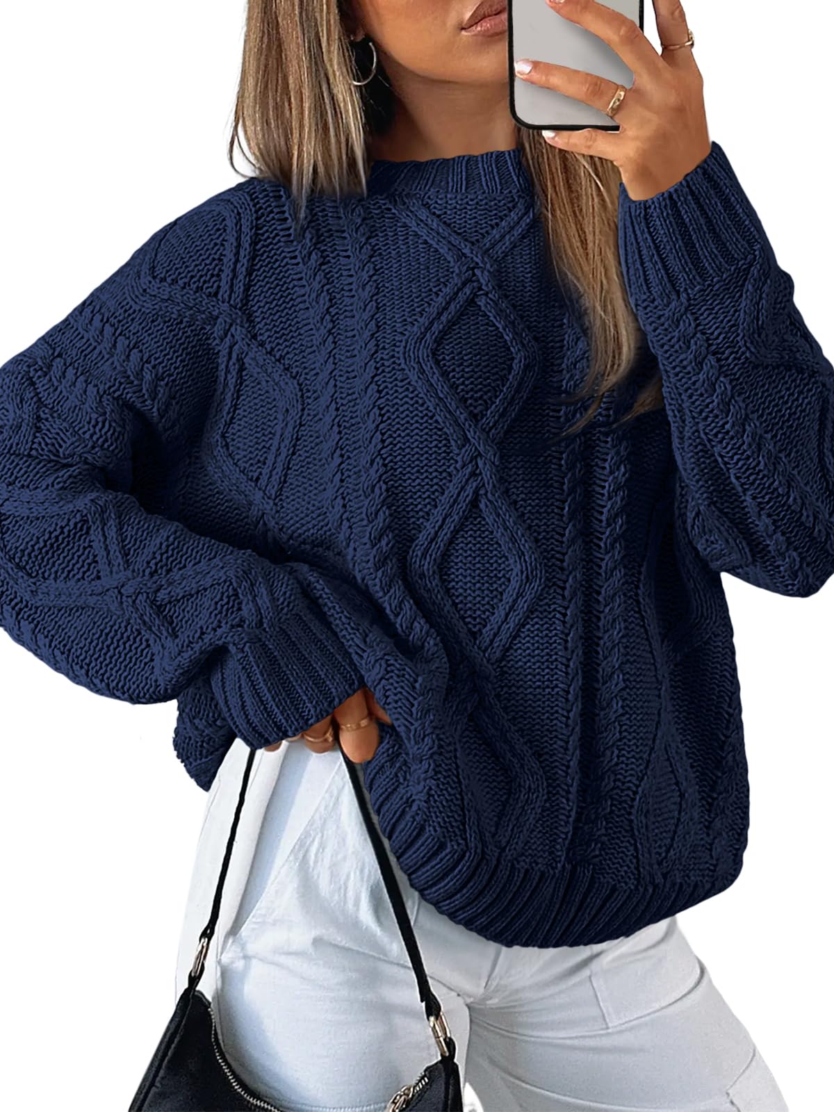 Trendy Queen Women's Oversized Cable Knit Sweaters 2026 Fall Outfits