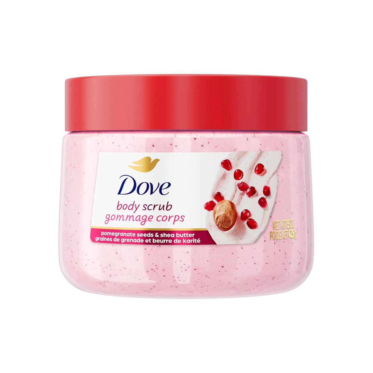 Dove Pomegranate & Shea Butter Body Scrub Exfoliates and Deeply 15 oz