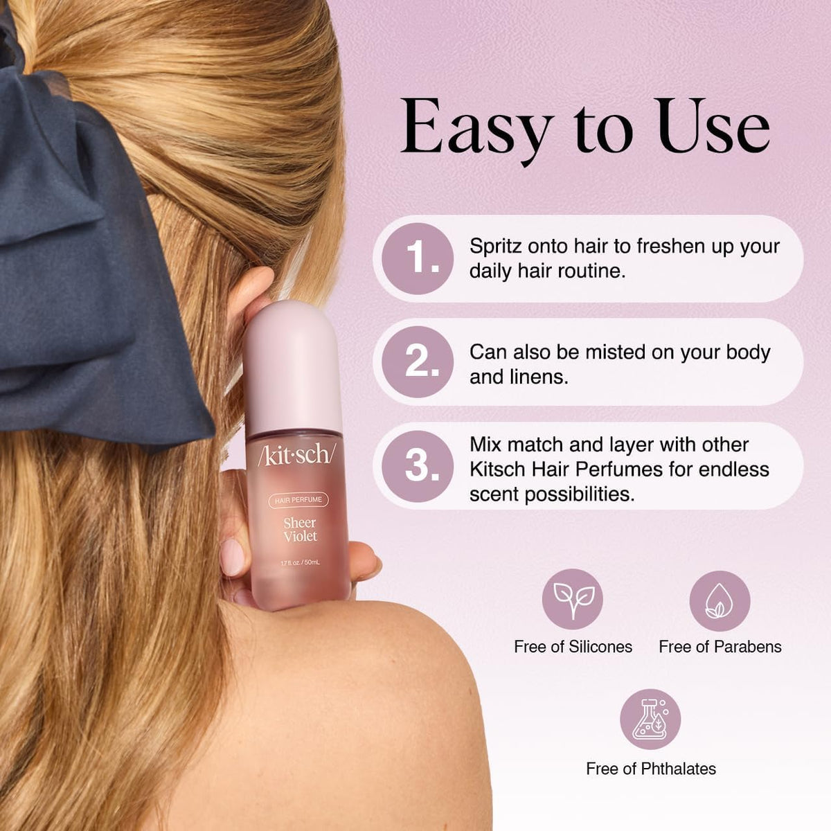 Kitsch Hair Perfume for Women – Hair Spray & Body Mist – Amber Shores, 50mL