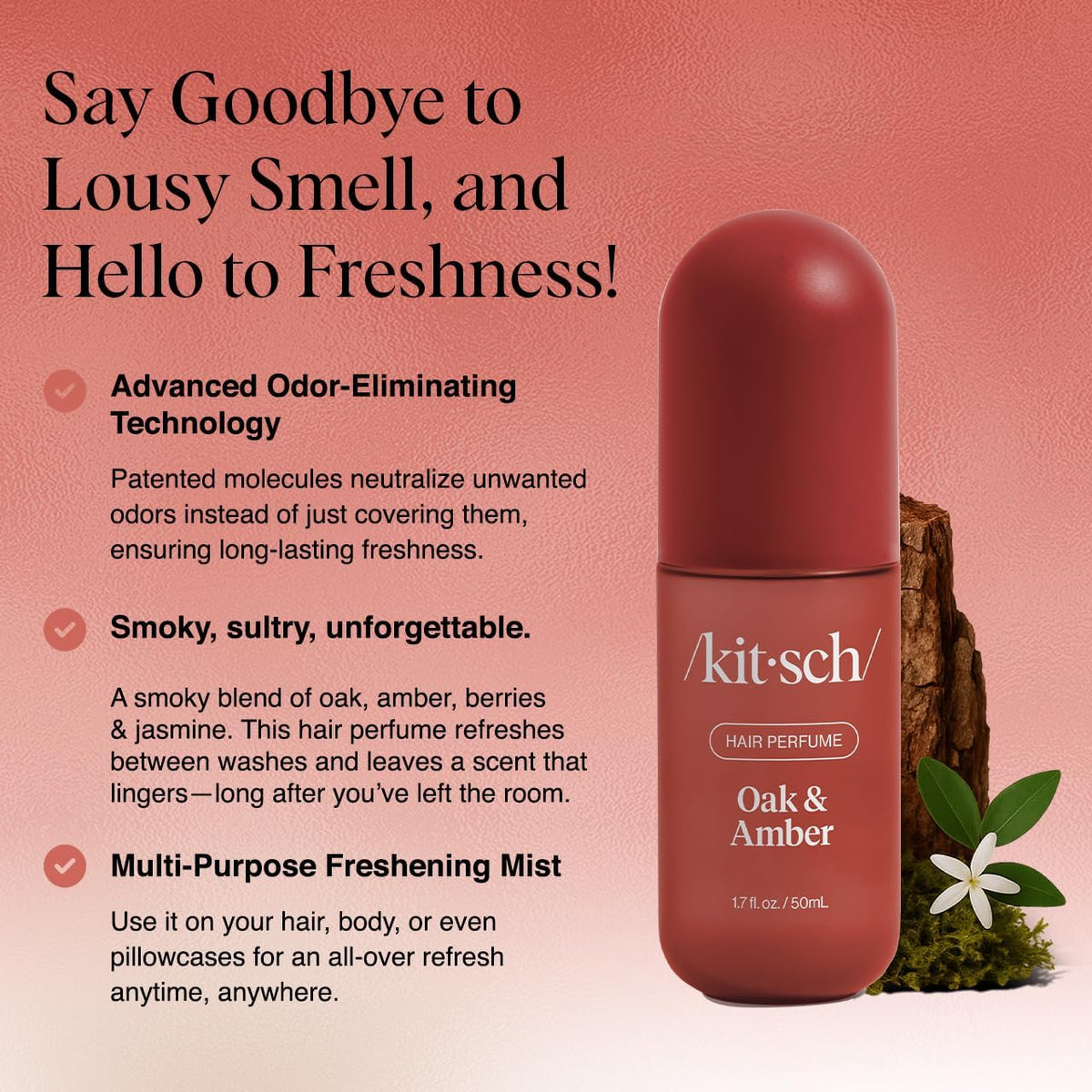 Kitsch Hair Perfume for Women – Hair Spray & Body Mist – Amber Shores, 50mL