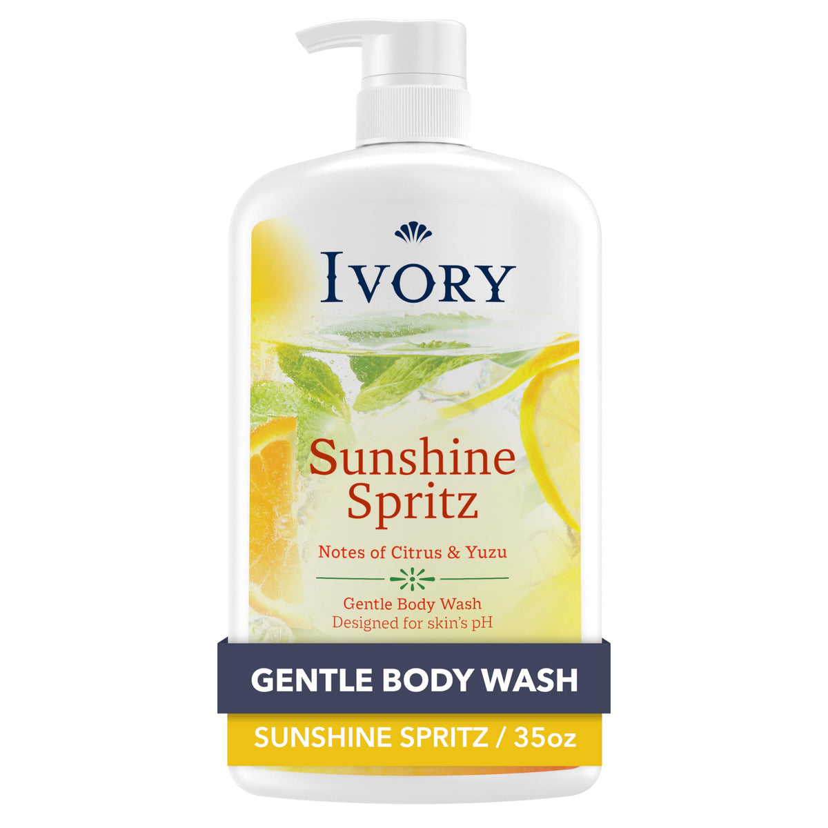 Ivory Body Wash, Designed for the Whole Family, Gentle Formula, Free of Dyes Heavy Perfumes Parabens Phthalates & Silicones, for Sensitive Skin, Designed for Skin's pH, Original Scent, 35 oz