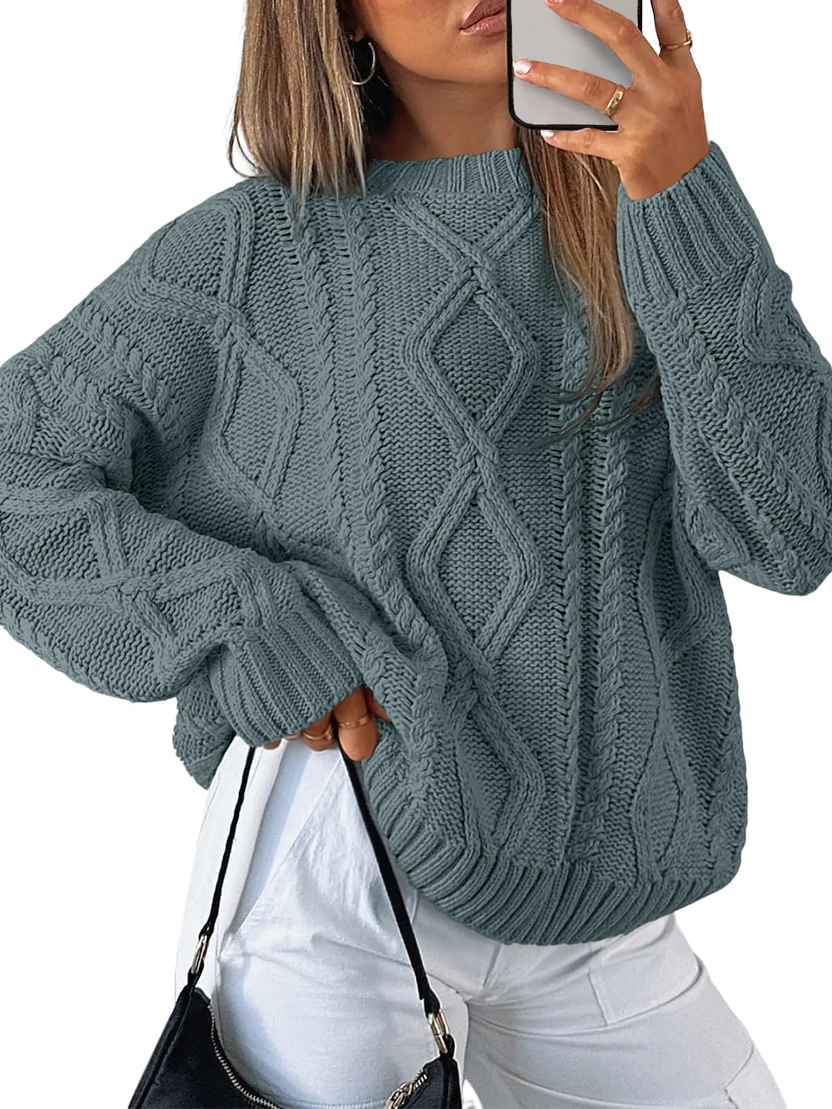 Trendy Queen Women's Oversized Cable Knit Sweaters 2026 Fall Outfits