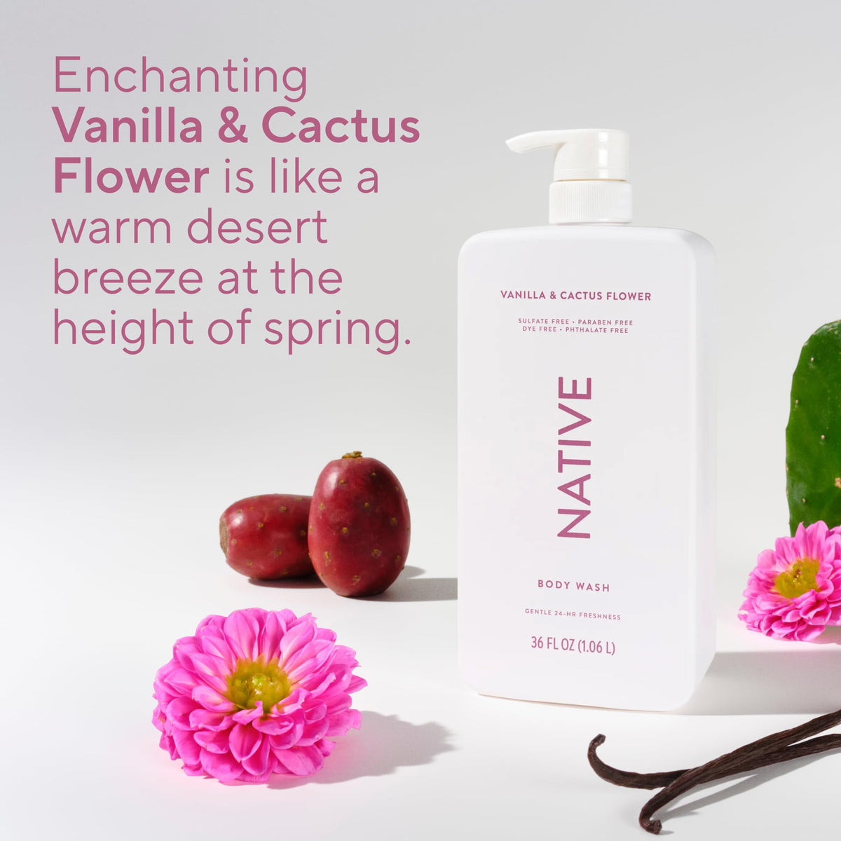 Native Clean Body Wash, Gentle & pH-balanced for Sensitive Skin, 24-Hr Freshness for Women & Men, Vegan & Cruelty-Free, Free of Sulfates, Parabens & Phthalates, Coconut & Vanilla, 36 oz