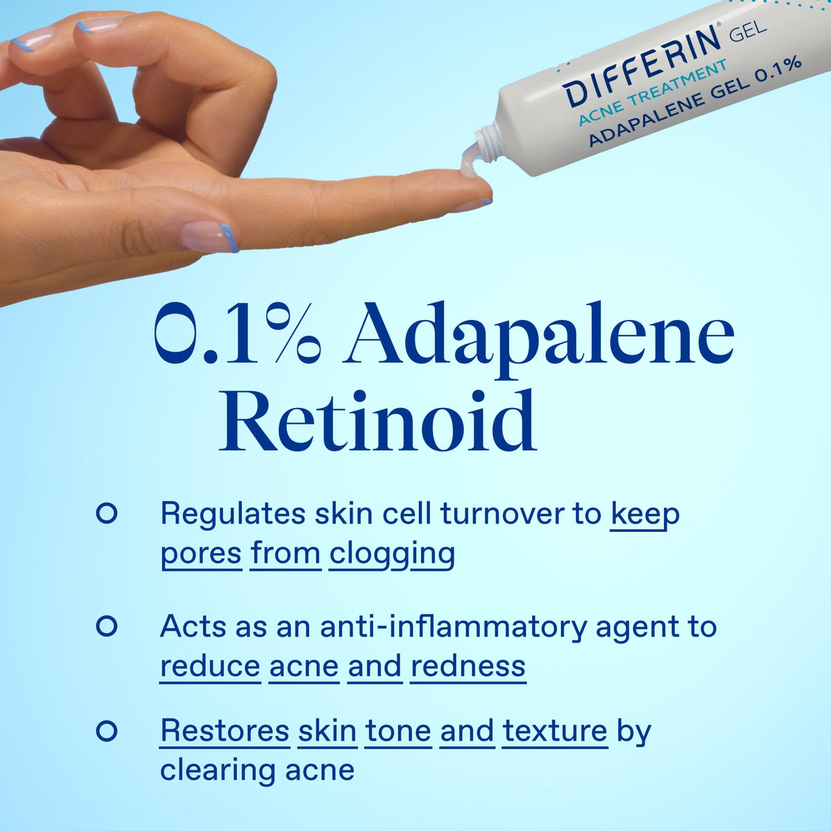 Differin Acne Retinoid Treatment Gel, 0.1% Adapalene, 45g Pump