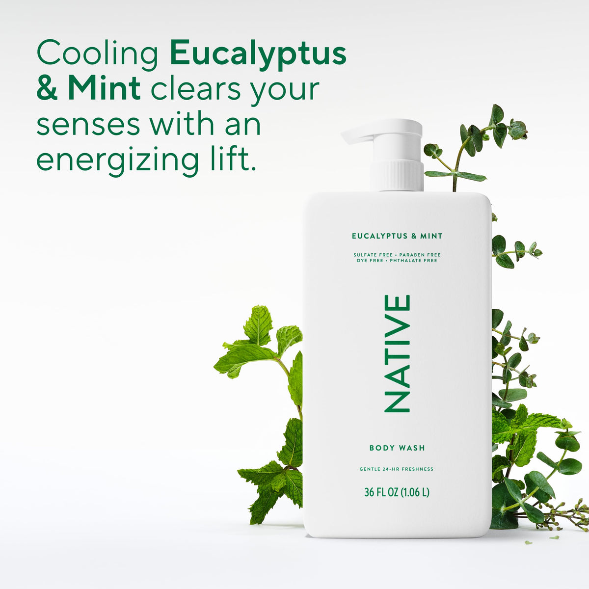 Native Clean Body Wash, Gentle & pH-balanced for Sensitive Skin, 24-Hr Freshness for Women & Men, Vegan & Cruelty-Free, Free of Sulfates, Parabens & Phthalates, Coconut & Vanilla, 36 oz