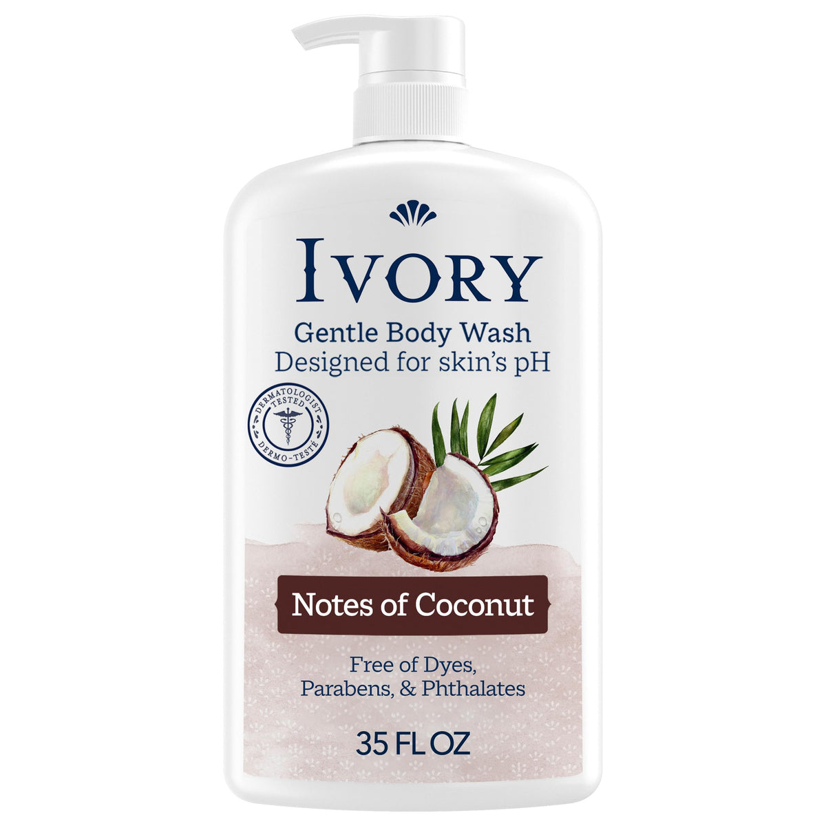 Ivory Body Wash, Designed for the Whole Family, Gentle Formula, Free of Dyes Heavy Perfumes Parabens Phthalates & Silicones, for Sensitive Skin, Designed for Skin's pH, Original Scent, 35 oz
