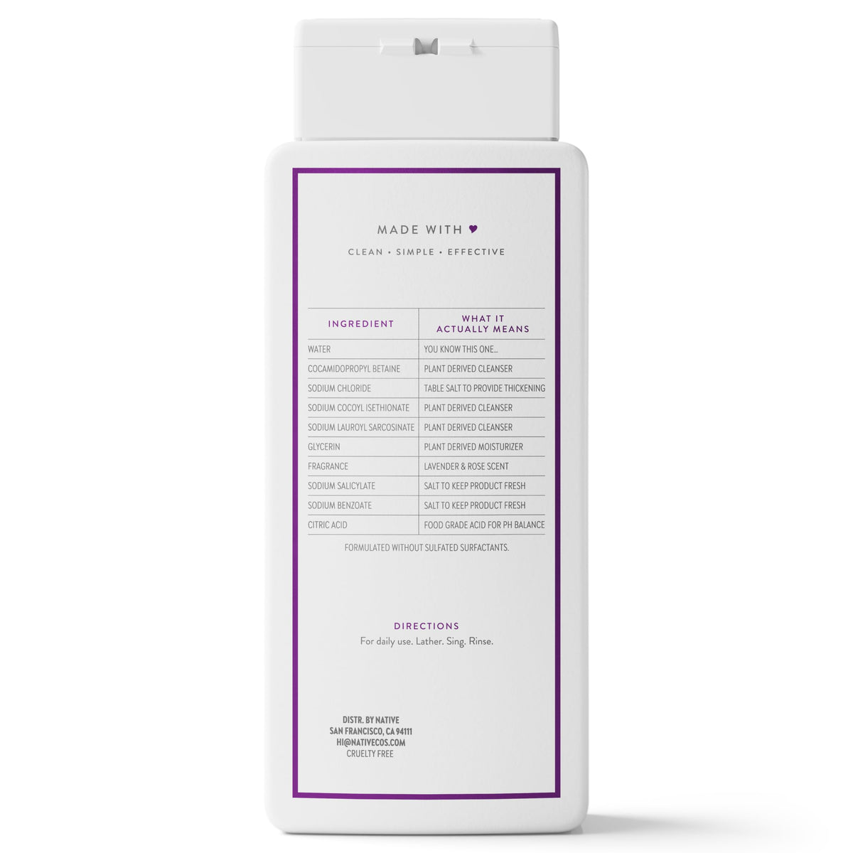 Native Clean Body Wash, Gentle & pH-balanced for Sensitive Skin, 24-Hr Freshness for Men & Women, Vegan & Cruelty-Free, Free of Sulfates & Parabens, Balsam & White Woods, 18 fl oz