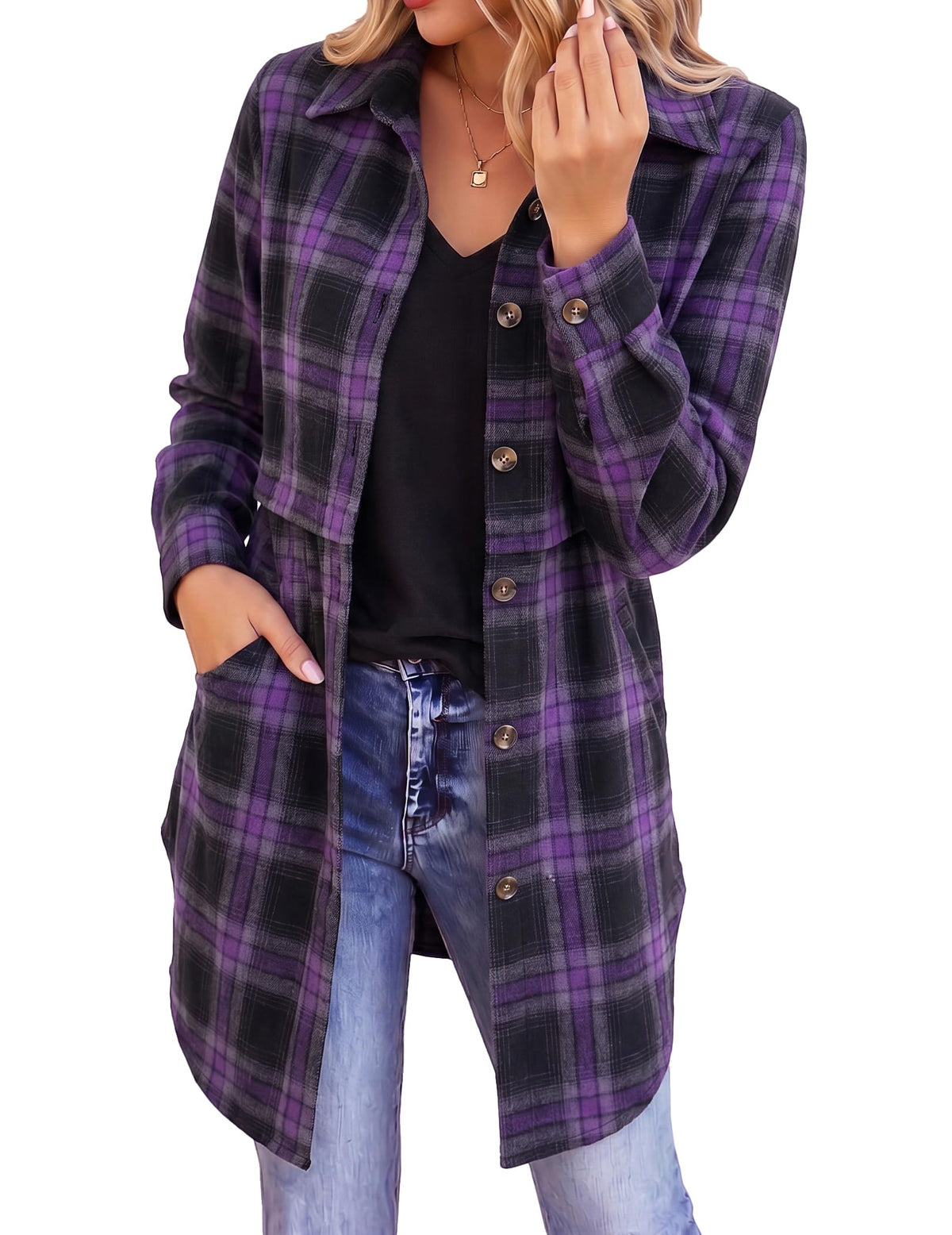 Zeagoo Womens Flannel Shirts Long Sleeve Plaid Button Down Shirts Fall Tops
