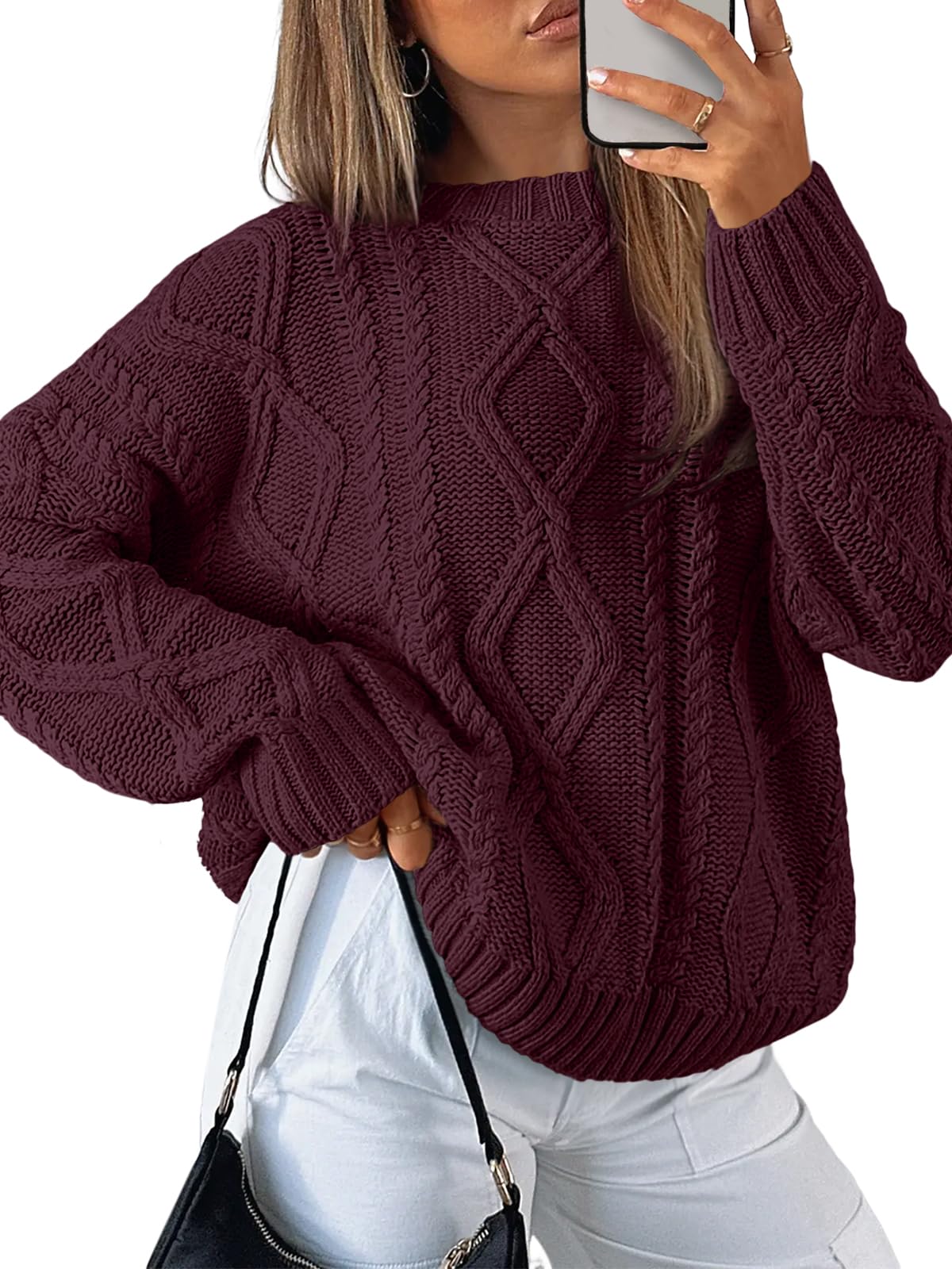 Trendy Queen Women's Oversized Cable Knit Sweaters 2026 Fall Outfits