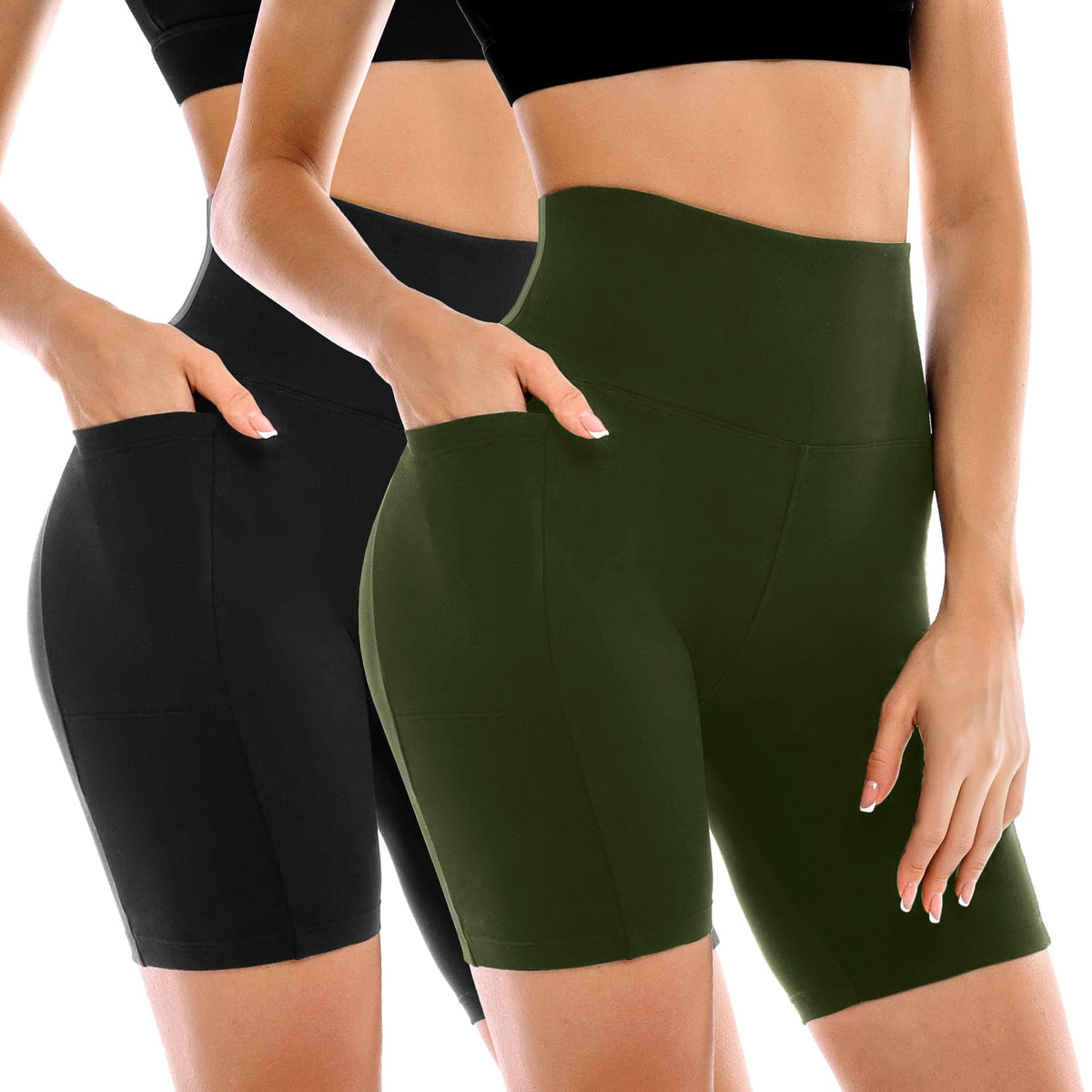 Leafigure 2 Pack Womens Biker Shorts with Pockets 6"