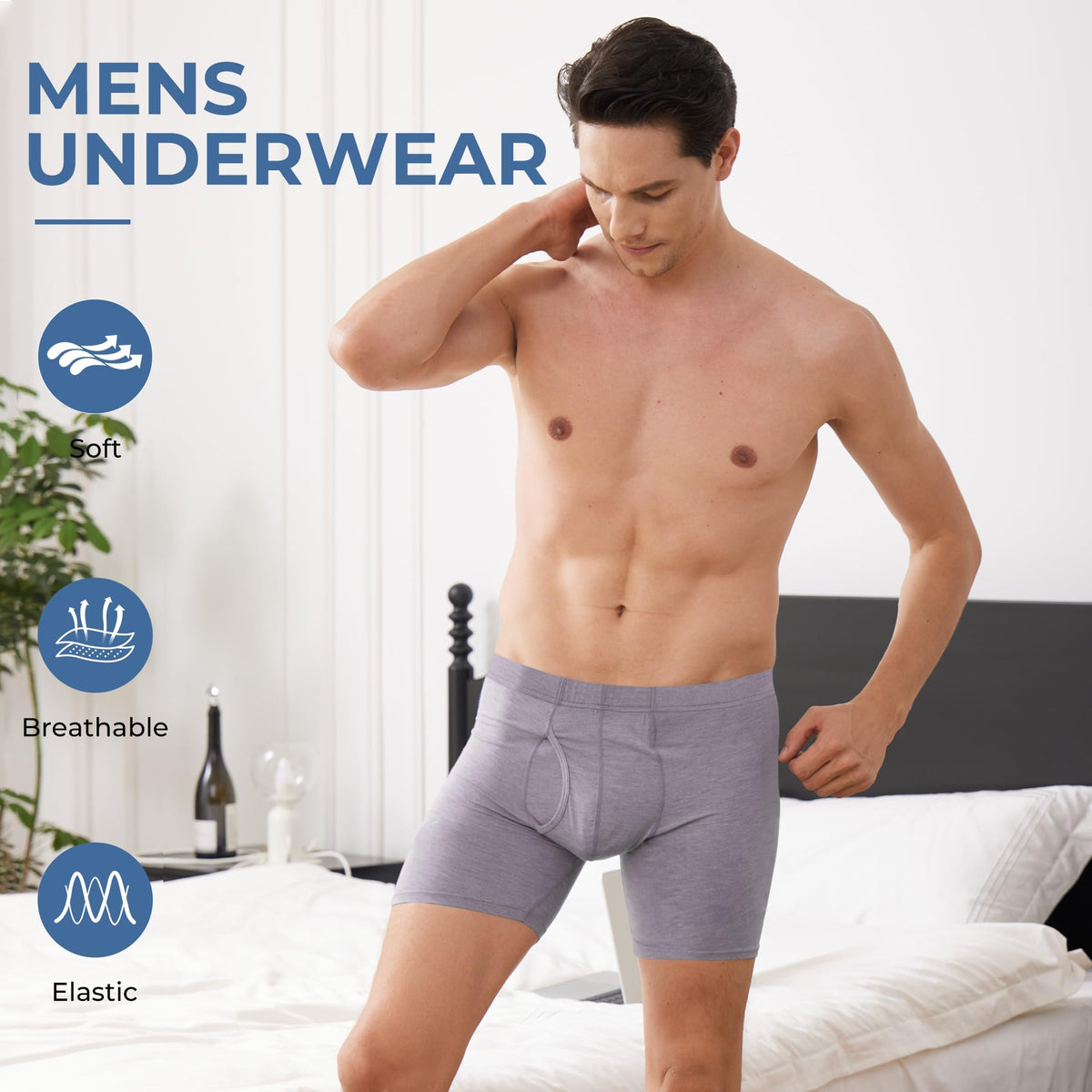 BAMBOO COOL Men's Cooling Underwear Ultra Soft Breathable Boxer Briefs Pack