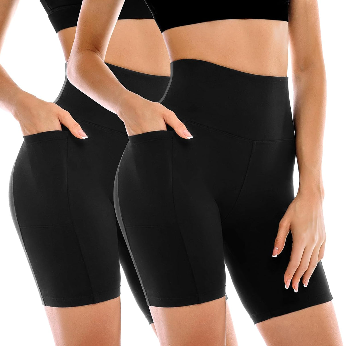 Leafigure 2 Pack Womens Biker Shorts with Pockets 6"