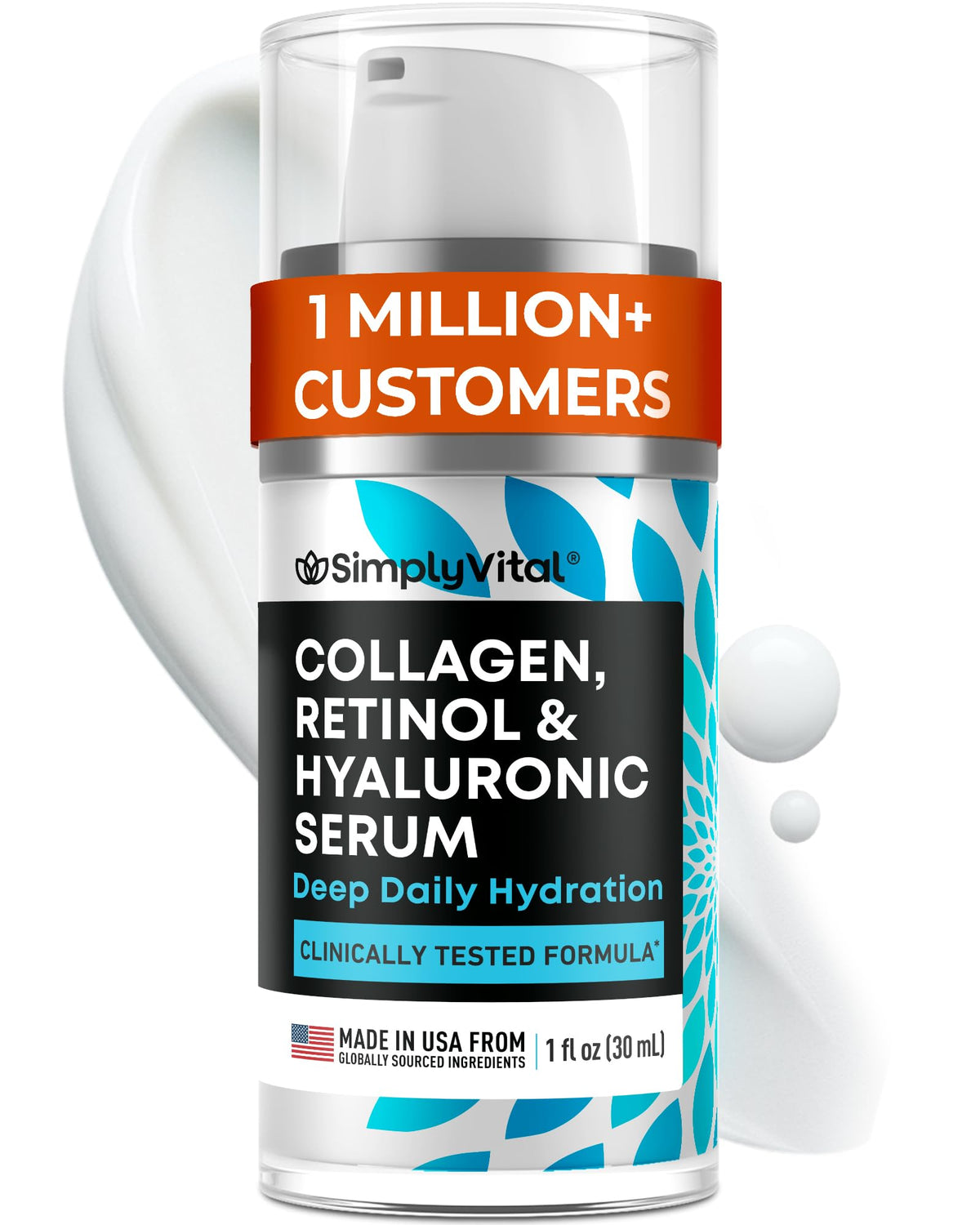 SimplyVital Face Moisturizer Retinol Collagen Hyaluronic Acid Cream 1.7 oz