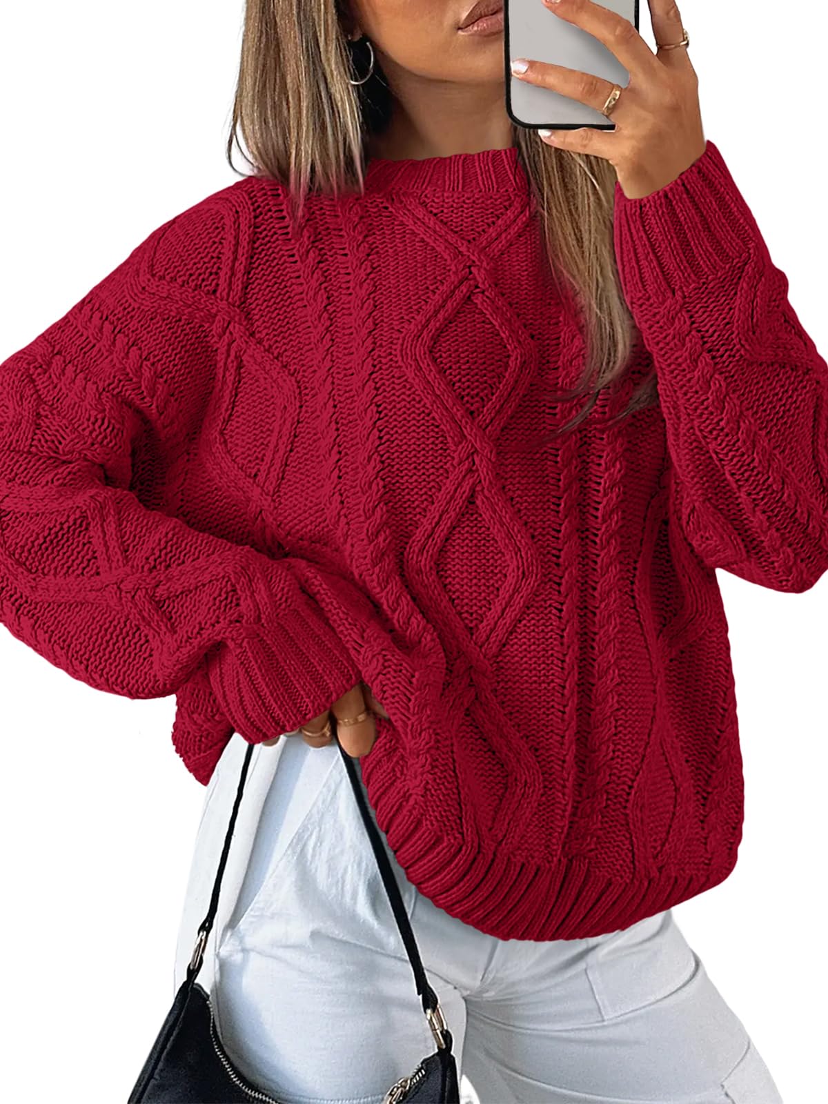 Trendy Queen Women's Oversized Cable Knit Sweaters 2026 Fall Outfits