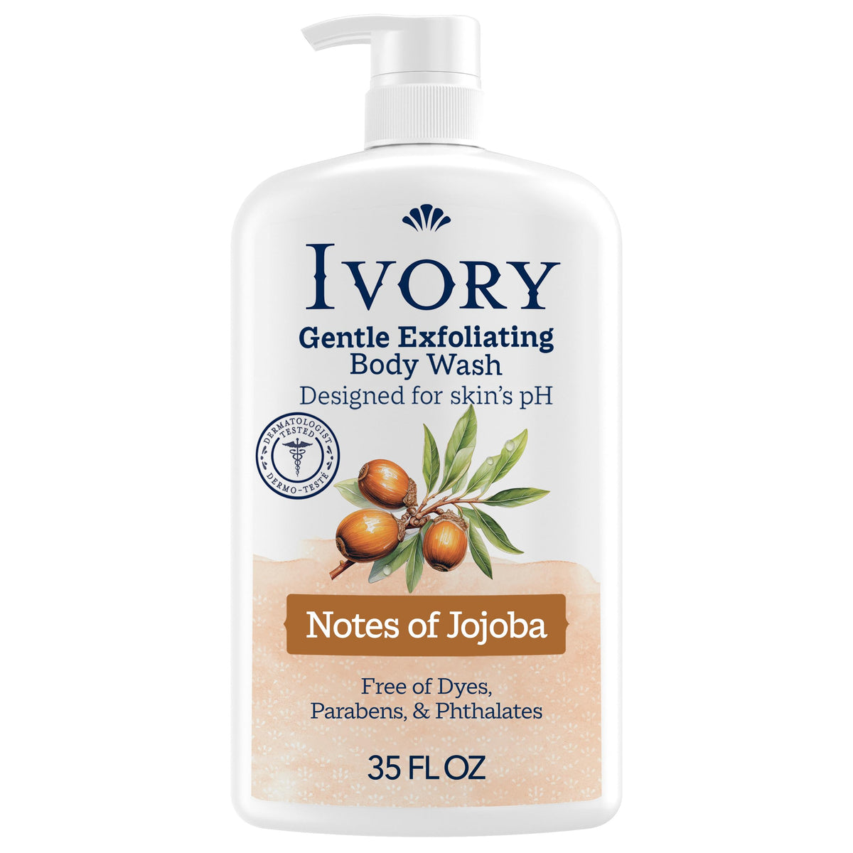 Ivory Body Wash, Designed for the Whole Family, Gentle Formula, Free of Dyes Heavy Perfumes Parabens Phthalates & Silicones, for Sensitive Skin, Designed for Skin's pH, Original Scent, 35 oz