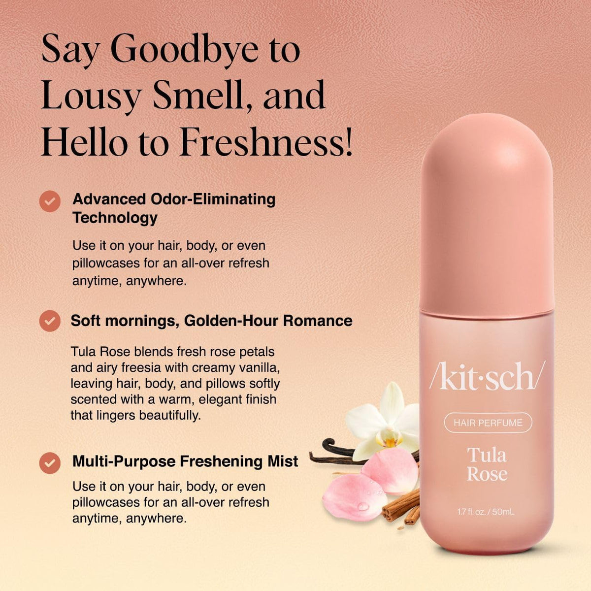 Kitsch Hair Perfume for Women – Hair Spray & Body Mist – Amber Shores, 50mL