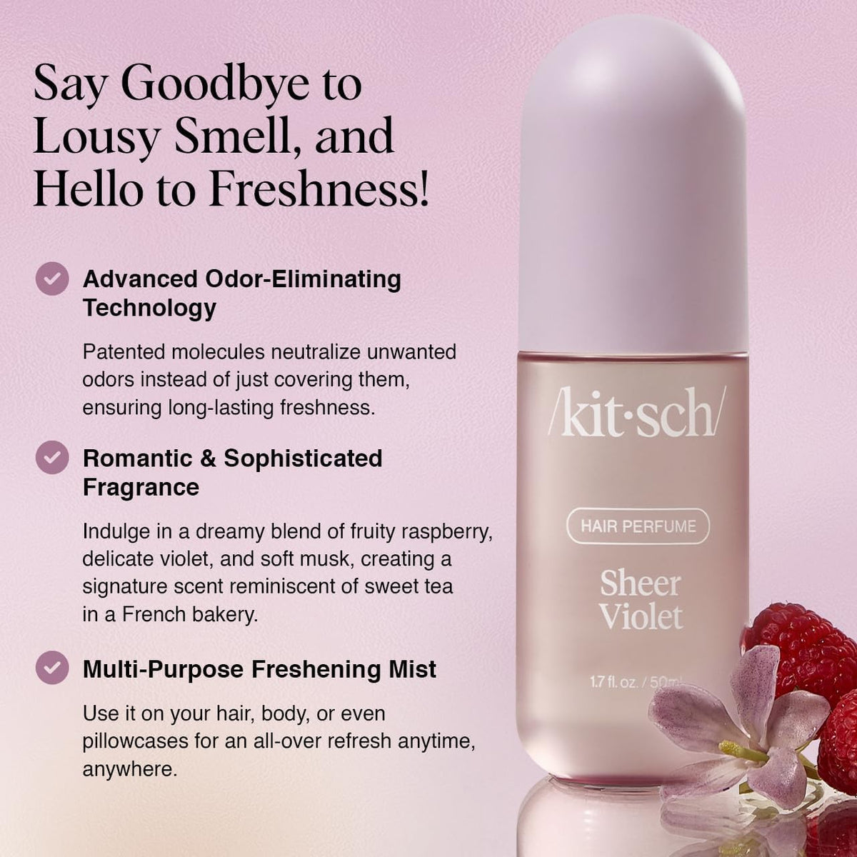 Kitsch Hair Perfume for Women – Hair Spray & Body Mist – Amber Shores, 50mL
