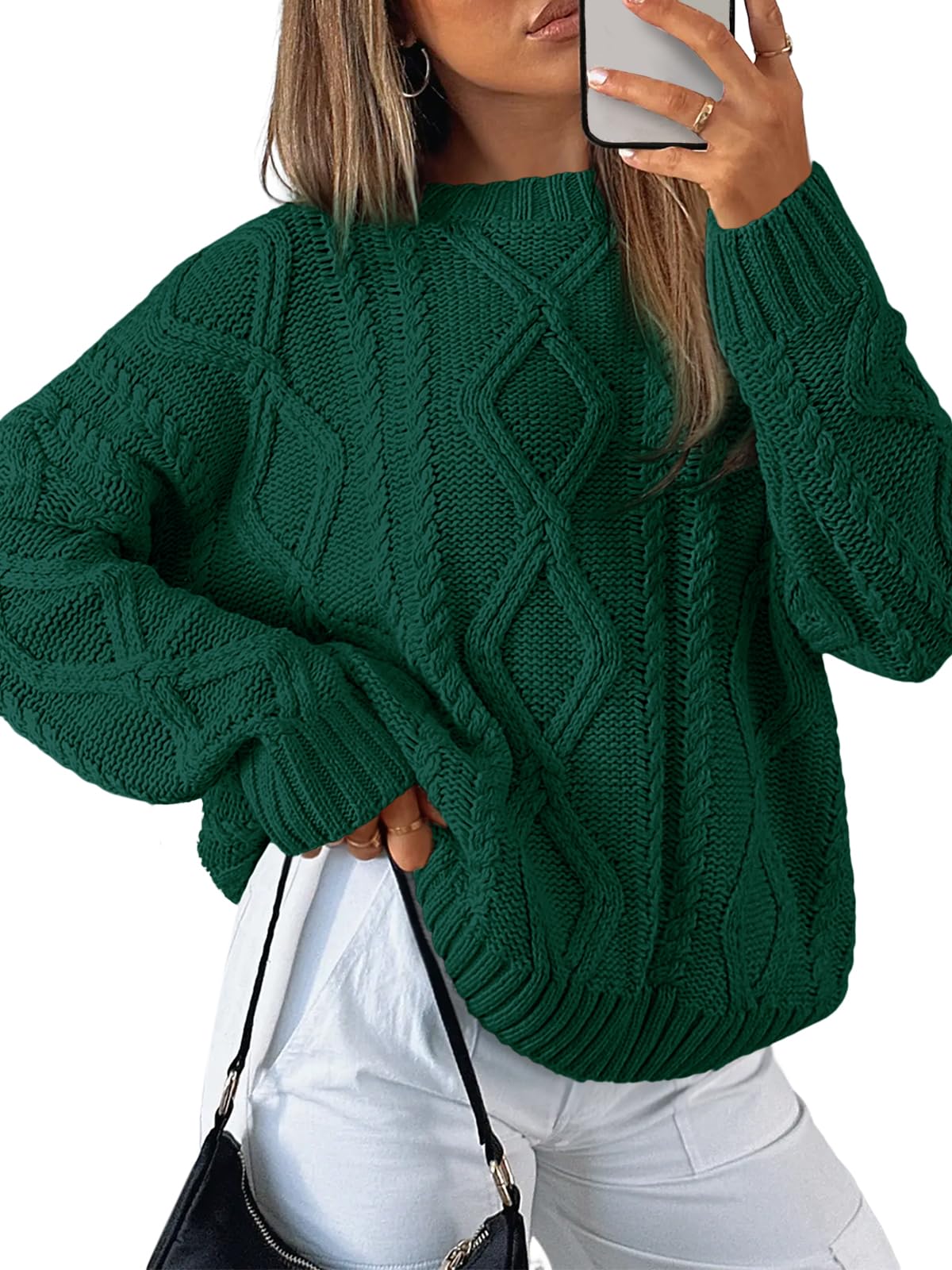 Trendy Queen Women's Oversized Cable Knit Sweaters 2026 Fall Outfits