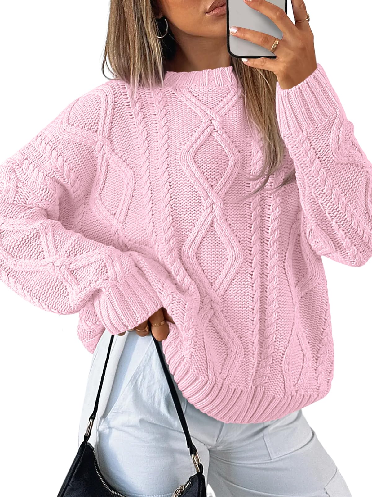 Trendy Queen Women's Oversized Cable Knit Sweaters 2026 Fall Outfits
