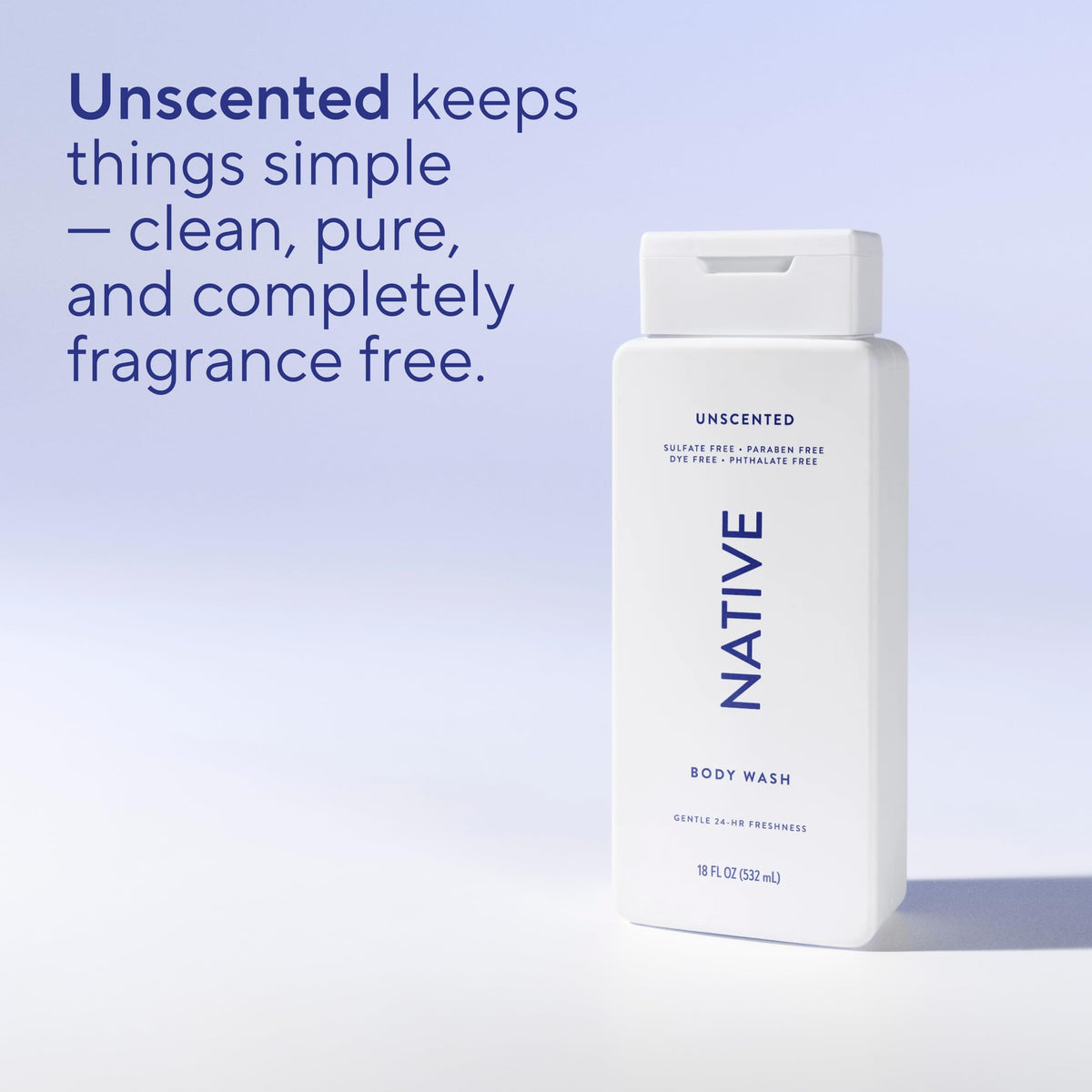 Native Clean Body Wash, Gentle & pH-balanced for Sensitive Skin, 24-Hr Freshness for Men & Women, Vegan & Cruelty-Free, Free of Sulfates & Parabens, Balsam & White Woods, 18 fl oz