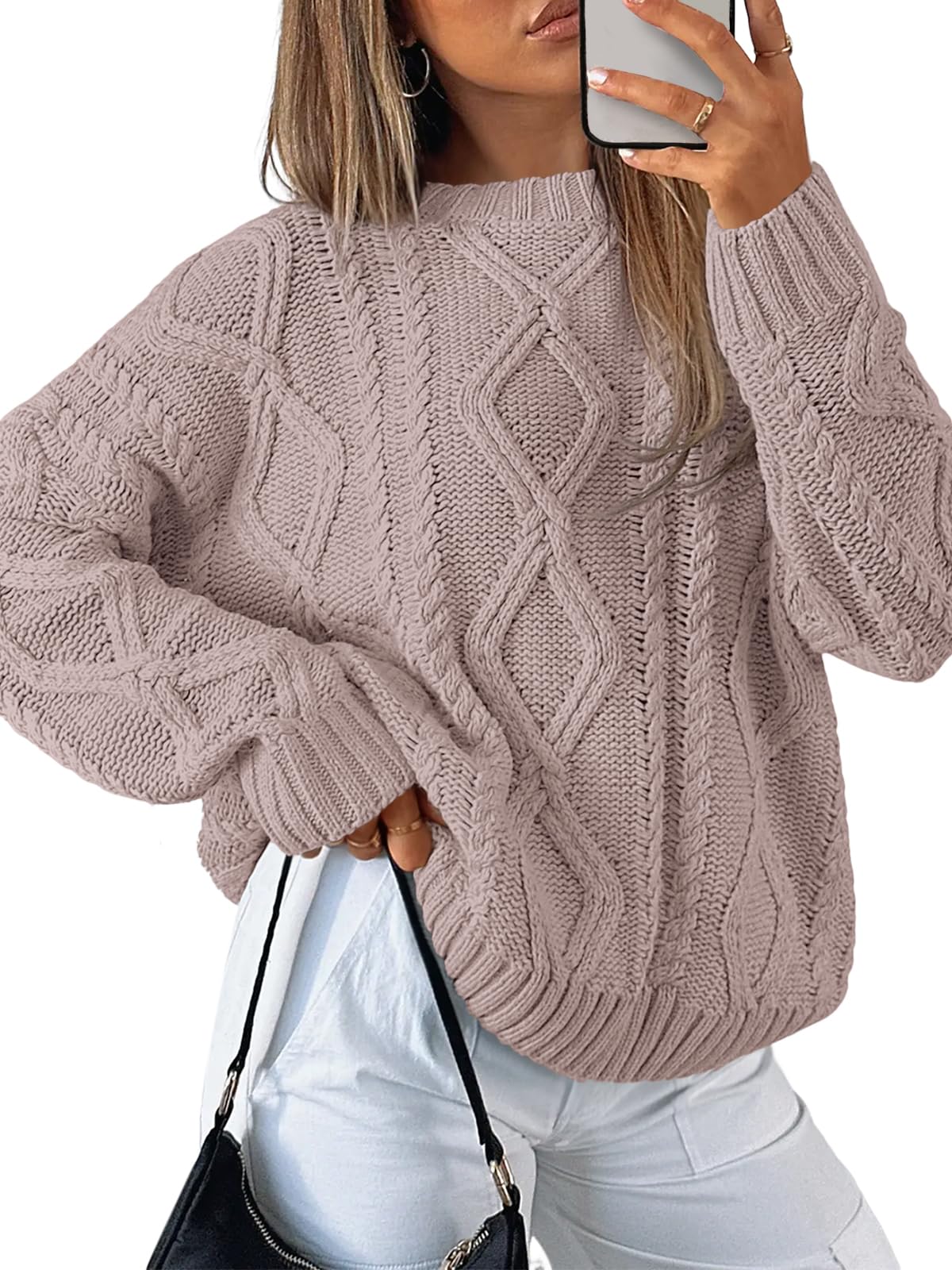 Trendy Queen Women's Oversized Cable Knit Sweaters 2026 Fall Outfits