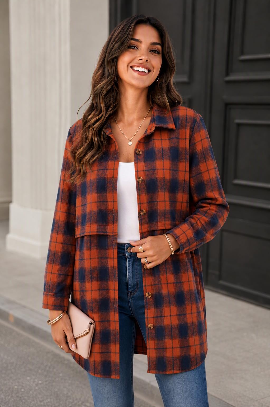 Zeagoo Womens Flannel Shirts Long Sleeve Plaid Button Down Shirts Fall Tops