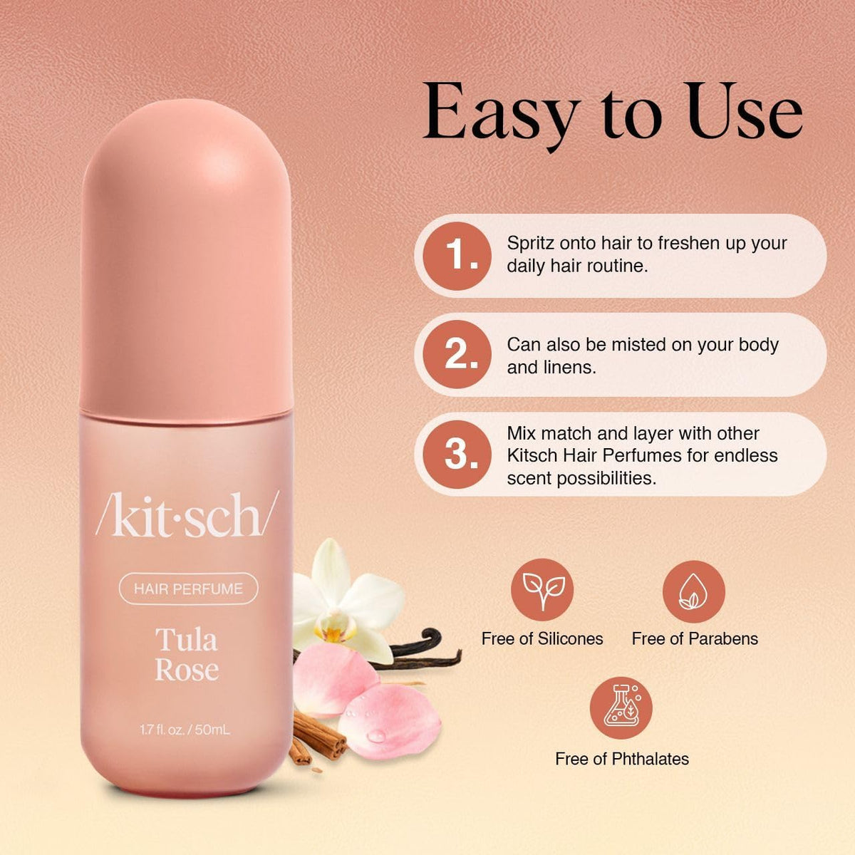 Kitsch Hair Perfume for Women – Hair Spray & Body Mist – Amber Shores, 50mL