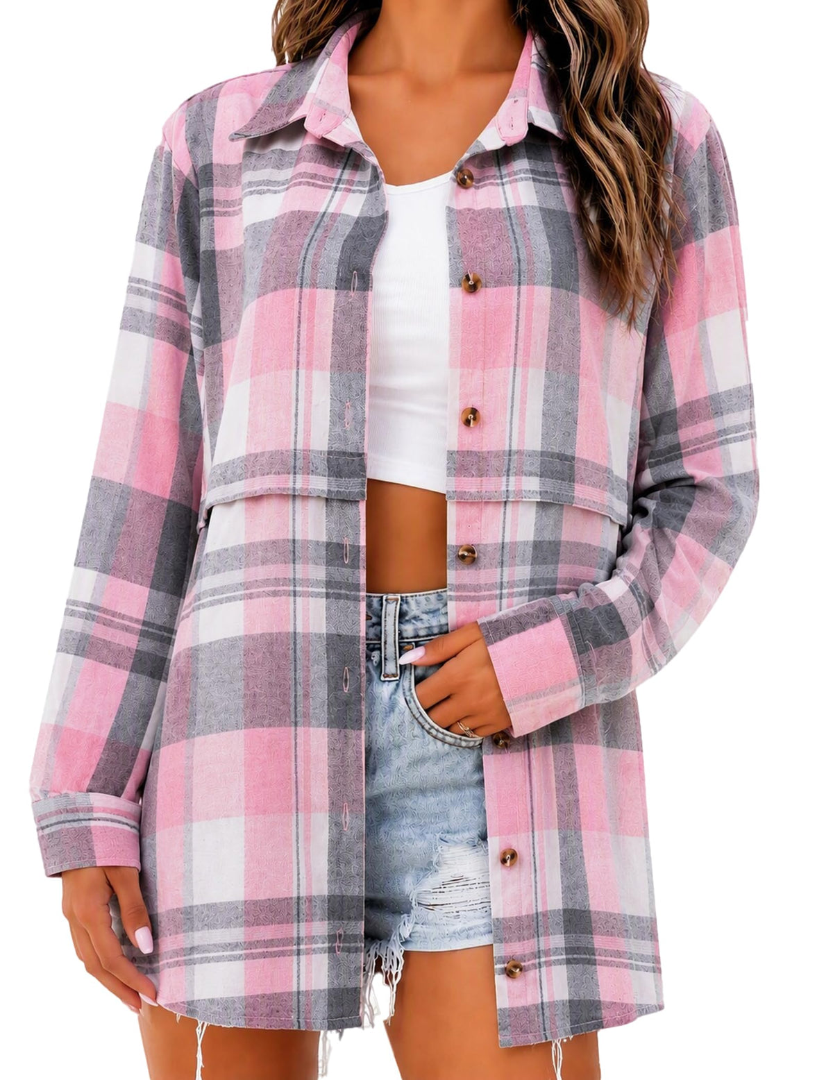 Zeagoo Womens Flannel Shirts Long Sleeve Plaid Button Down Shirts Fall Tops