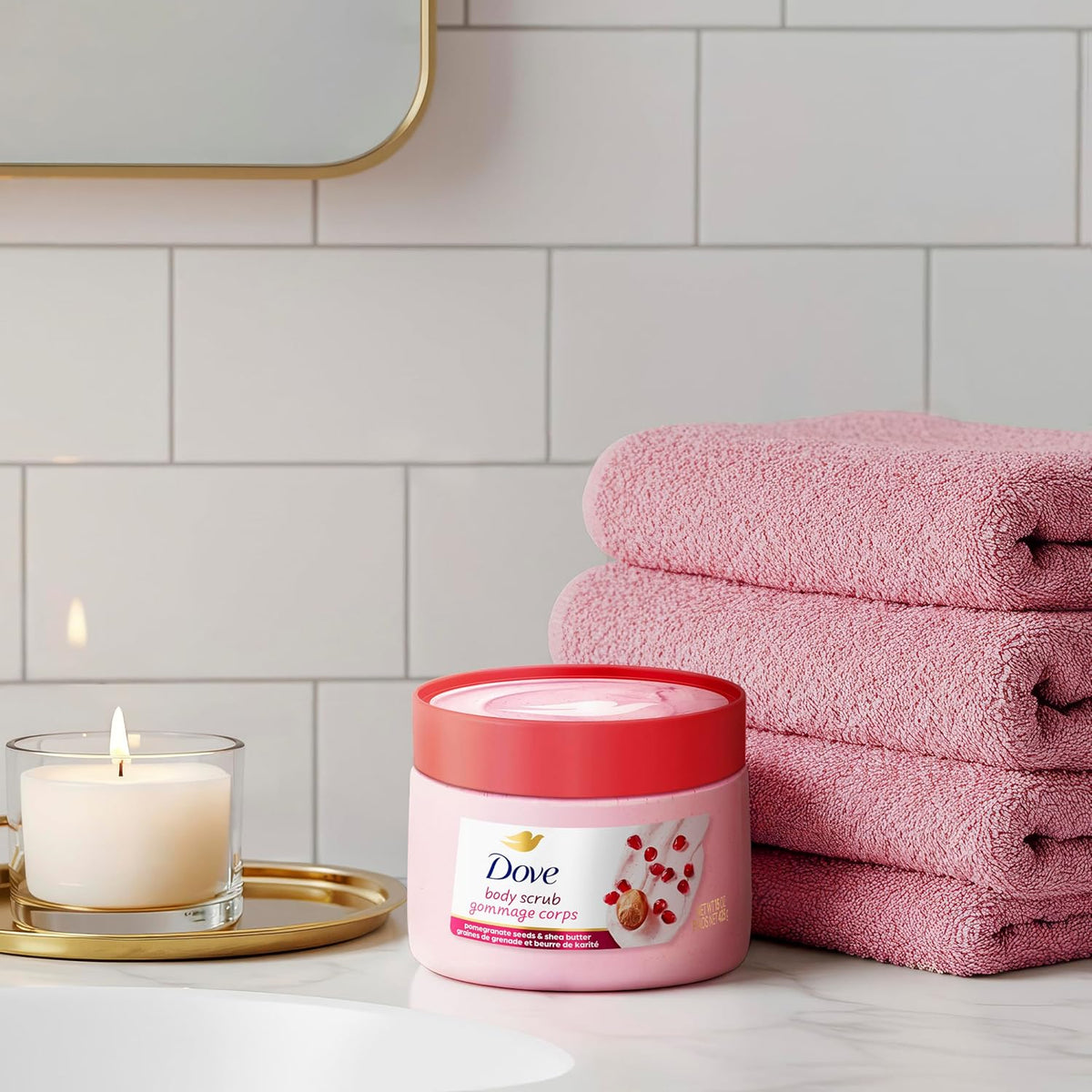 Dove Pomegranate & Shea Butter Body Scrub Exfoliates and Deeply 15 oz