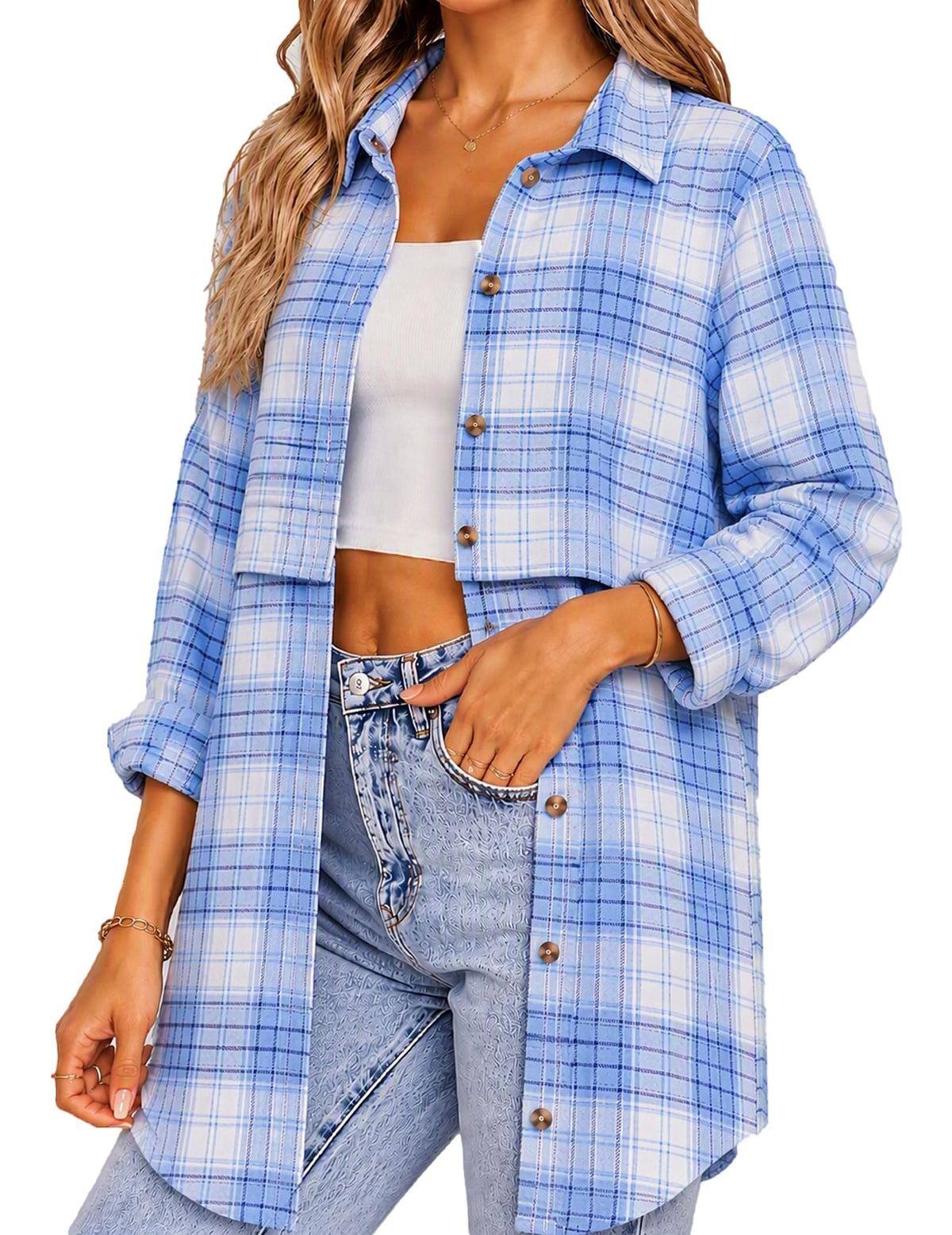 Zeagoo Womens Flannel Shirts Long Sleeve Plaid Button Down Shirts Fall Tops