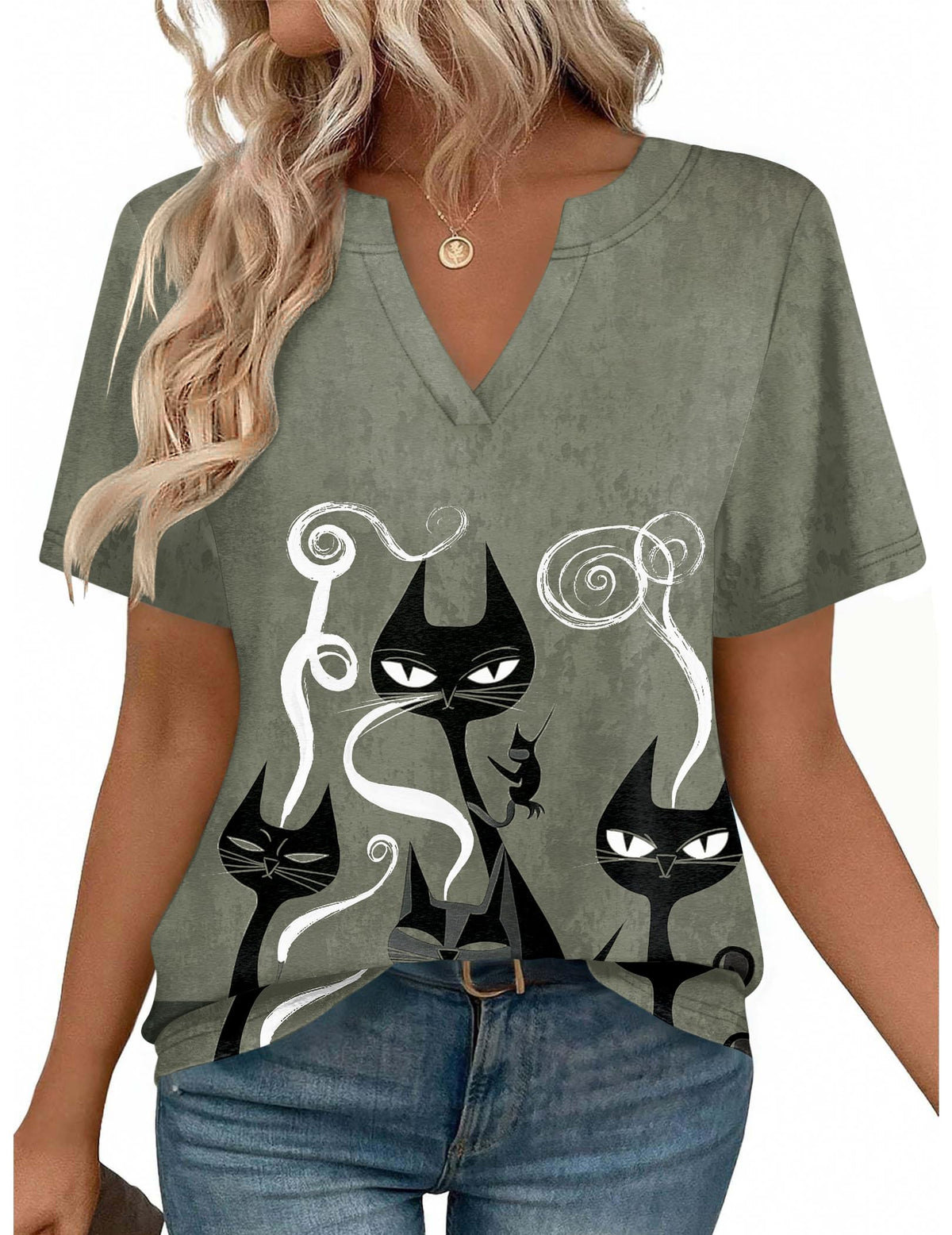 Zeagoo Womens Tops Short Sleeve V Neck Tee Shirts Cute Dressy Casual