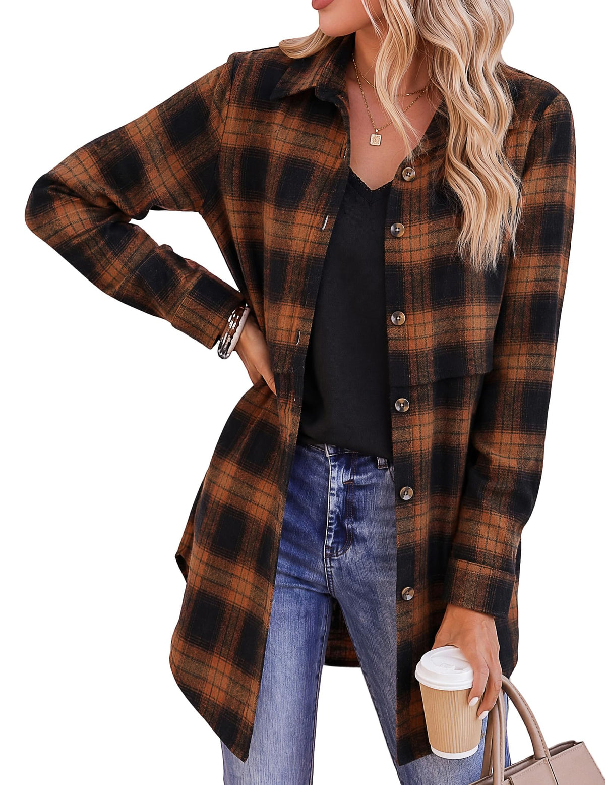 Zeagoo Womens Flannel Shirts Long Sleeve Plaid Button Down Shirts Fall Tops