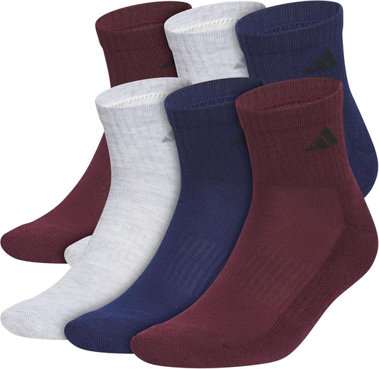 adidas Men's Athletic Cushioned Quarter Ankle Socks 6 Pairs
