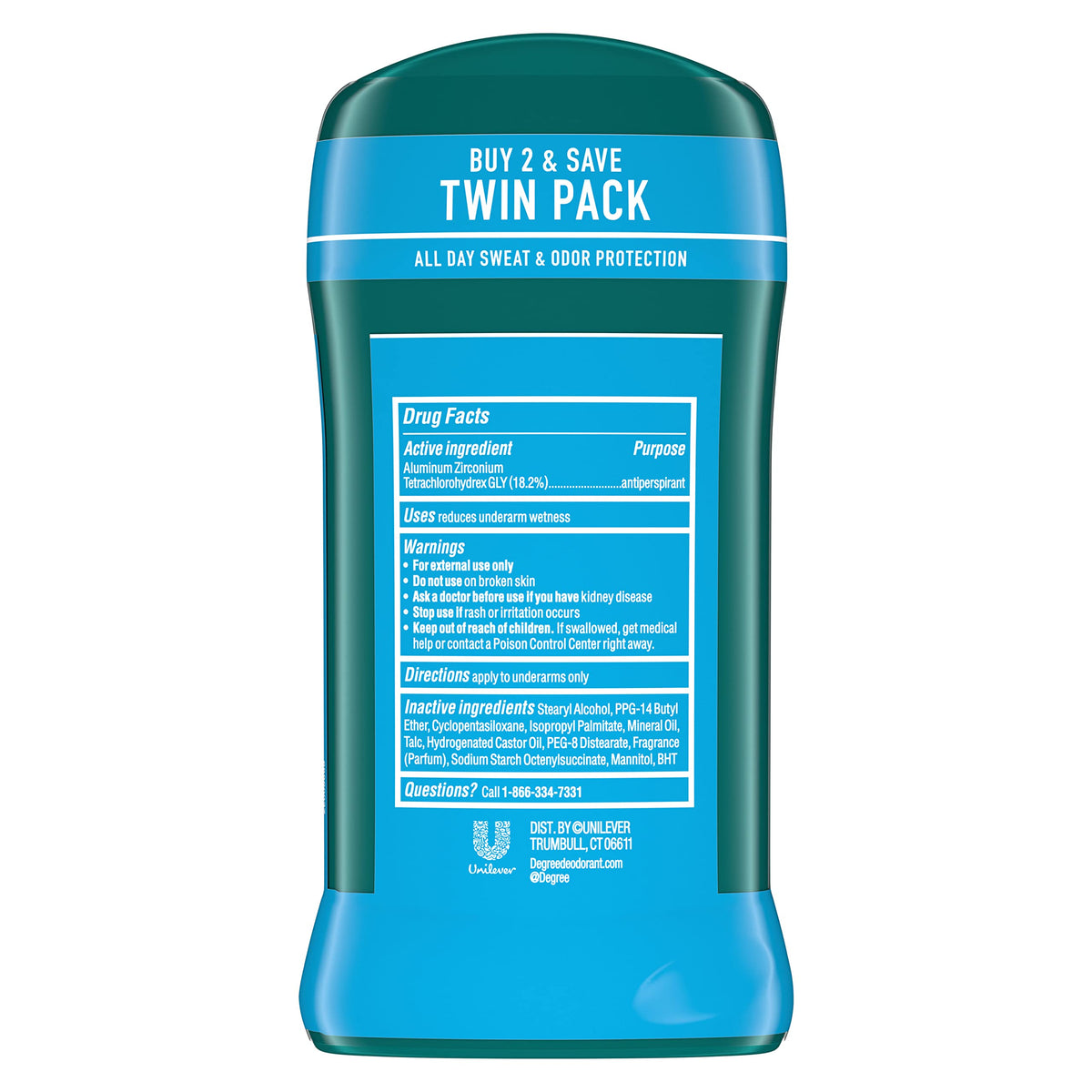 Degree Men Original Antiperspirant Cool Rush Twin Pack Sweat 2 Pack 2.7 oz