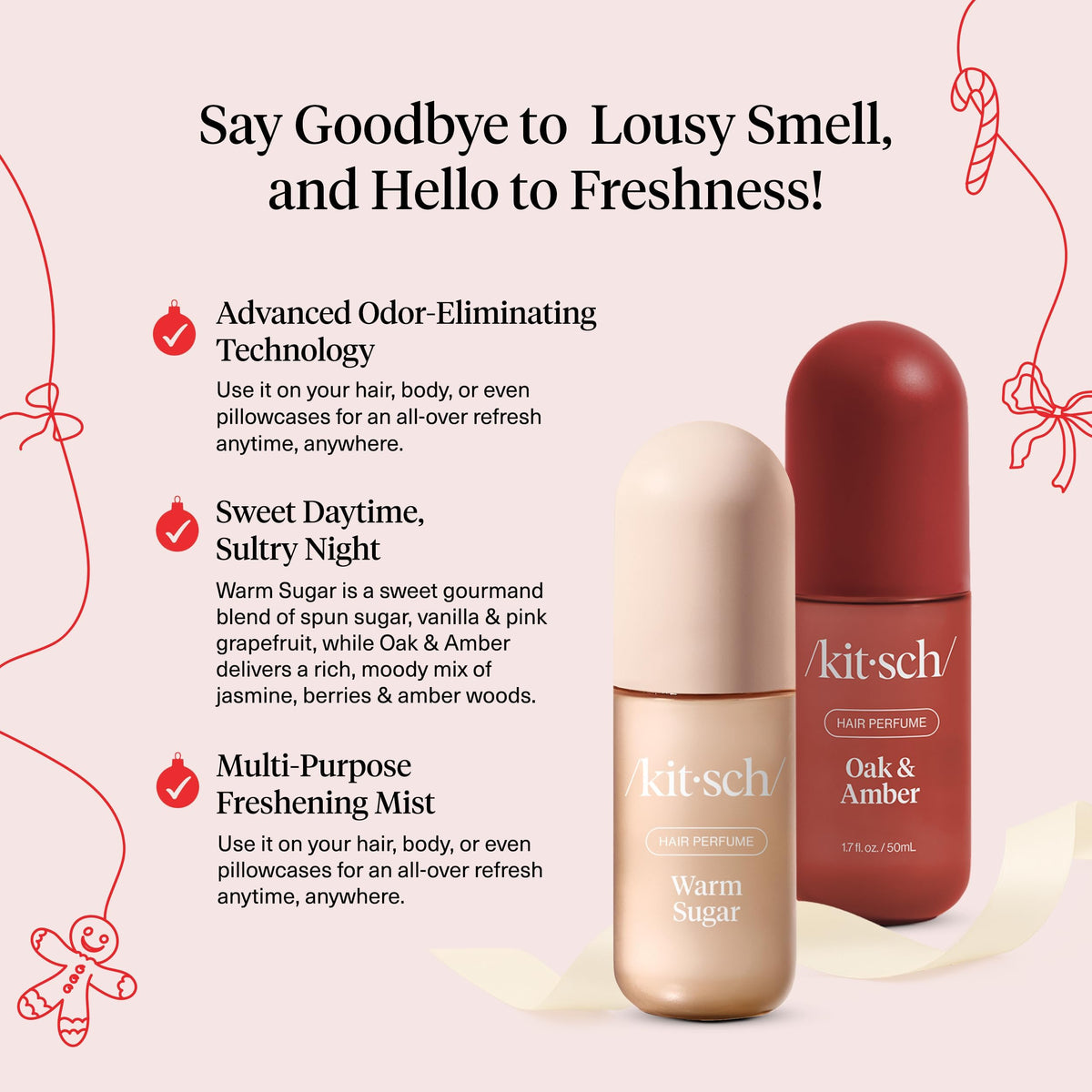Kitsch Hair Perfume for Women – Hair Spray & Body Mist – Amber Shores, 50mL