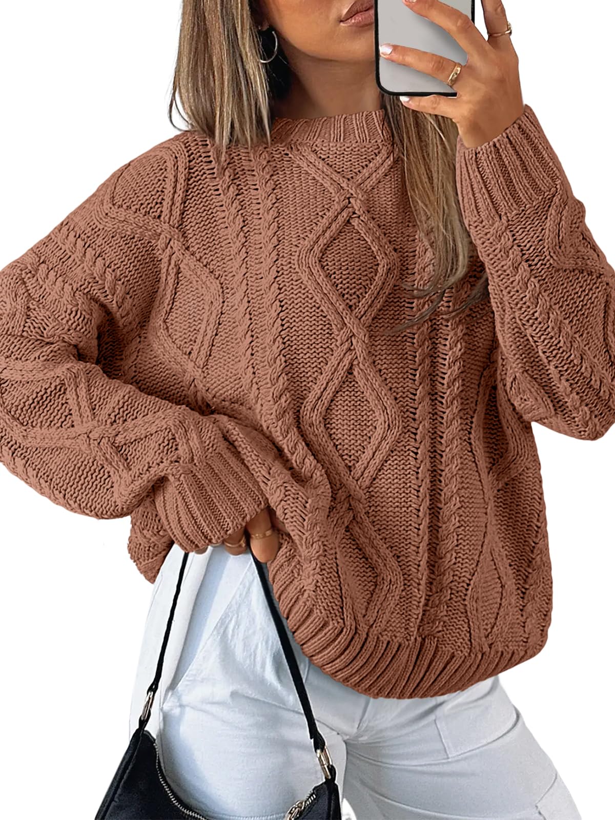 Trendy Queen Women's Oversized Cable Knit Sweaters 2026 Fall Outfits