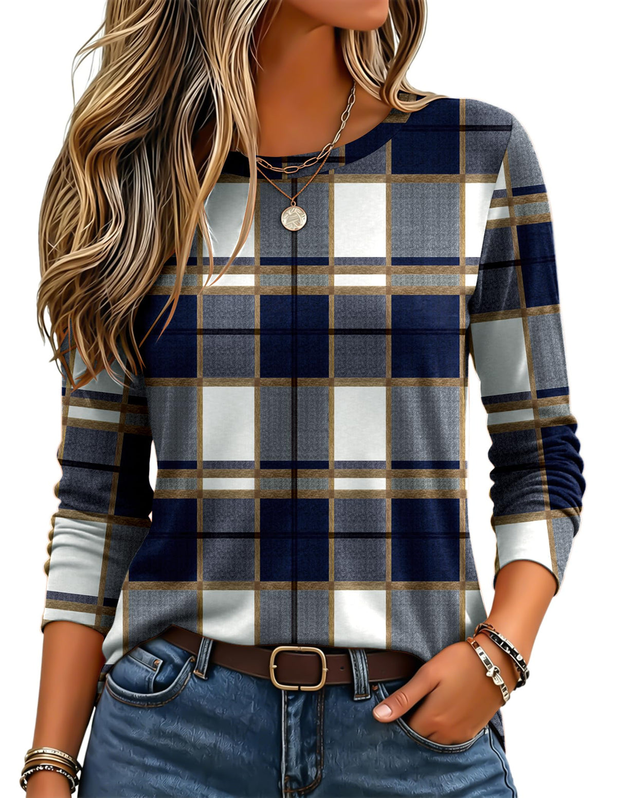 Zeagoo Women's Casual Shirts Long Sleeve Tops Crewneck Tshirts Fall Clothes