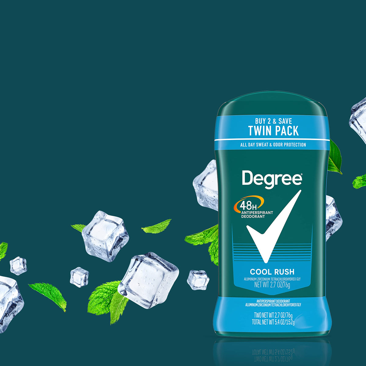 Degree Men Original Antiperspirant Cool Rush Twin Pack Sweat 2 Pack 2.7 oz