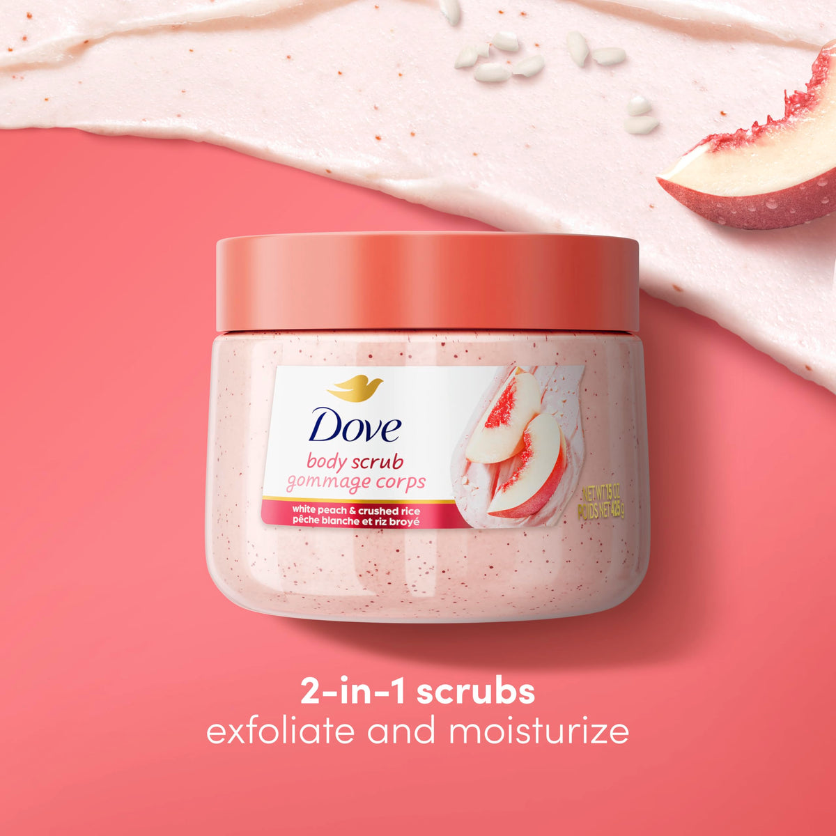 Dove Pomegranate & Shea Butter Body Scrub Exfoliates and Deeply 15 oz