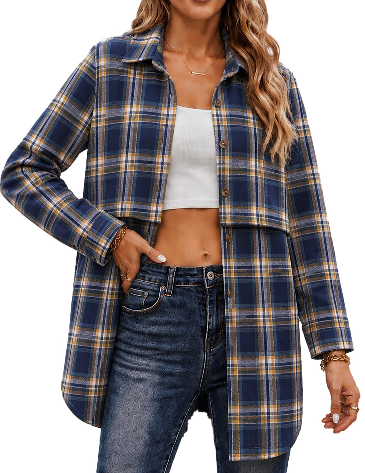 Zeagoo Womens Flannel Shirts Long Sleeve Plaid Button Down Shirts Fall Tops