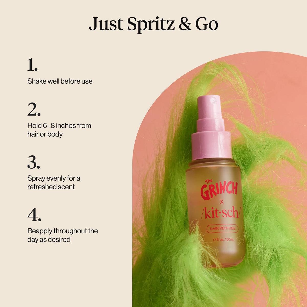 Kitsch Hair Perfume for Women – Hair Spray & Body Mist – Amber Shores, 50mL