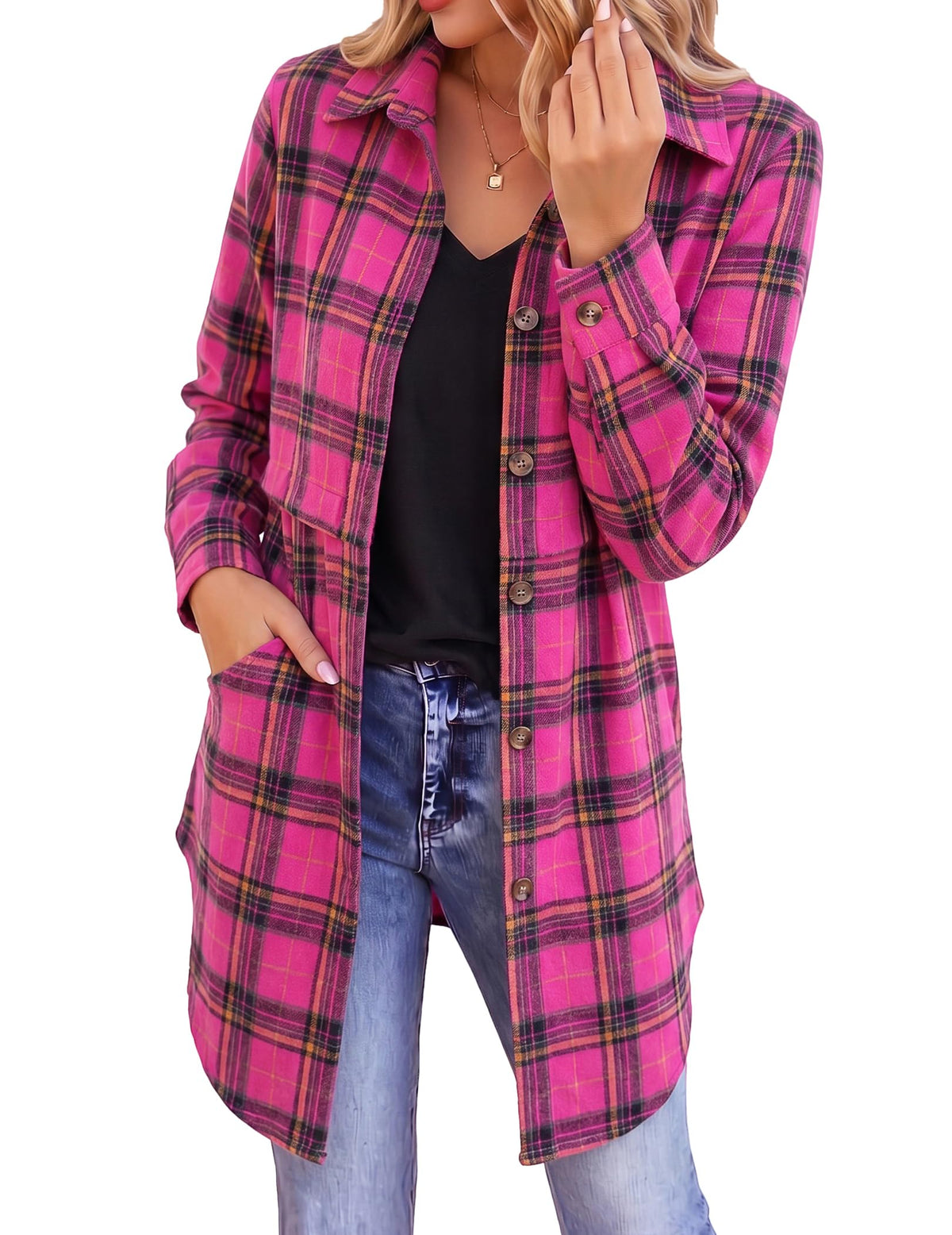 Zeagoo Womens Flannel Shirts Long Sleeve Plaid Button Down Shirts Fall Tops