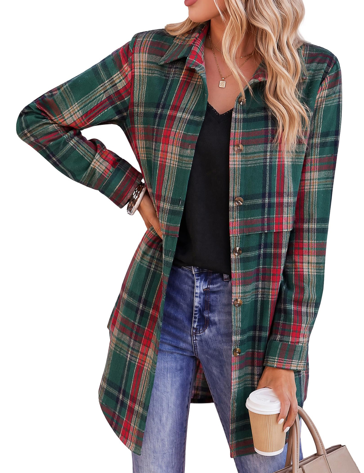 Zeagoo Womens Flannel Shirts Long Sleeve Plaid Button Down Shirts Fall Tops