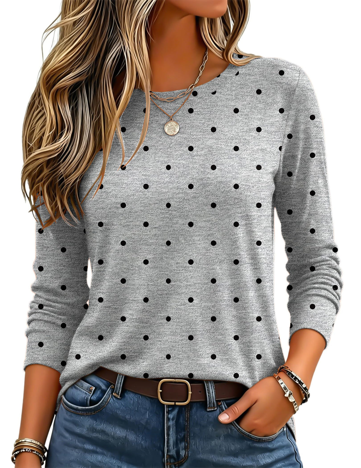Zeagoo Women's Casual Shirts Long Sleeve Tops Crewneck Tshirts Fall Clothes