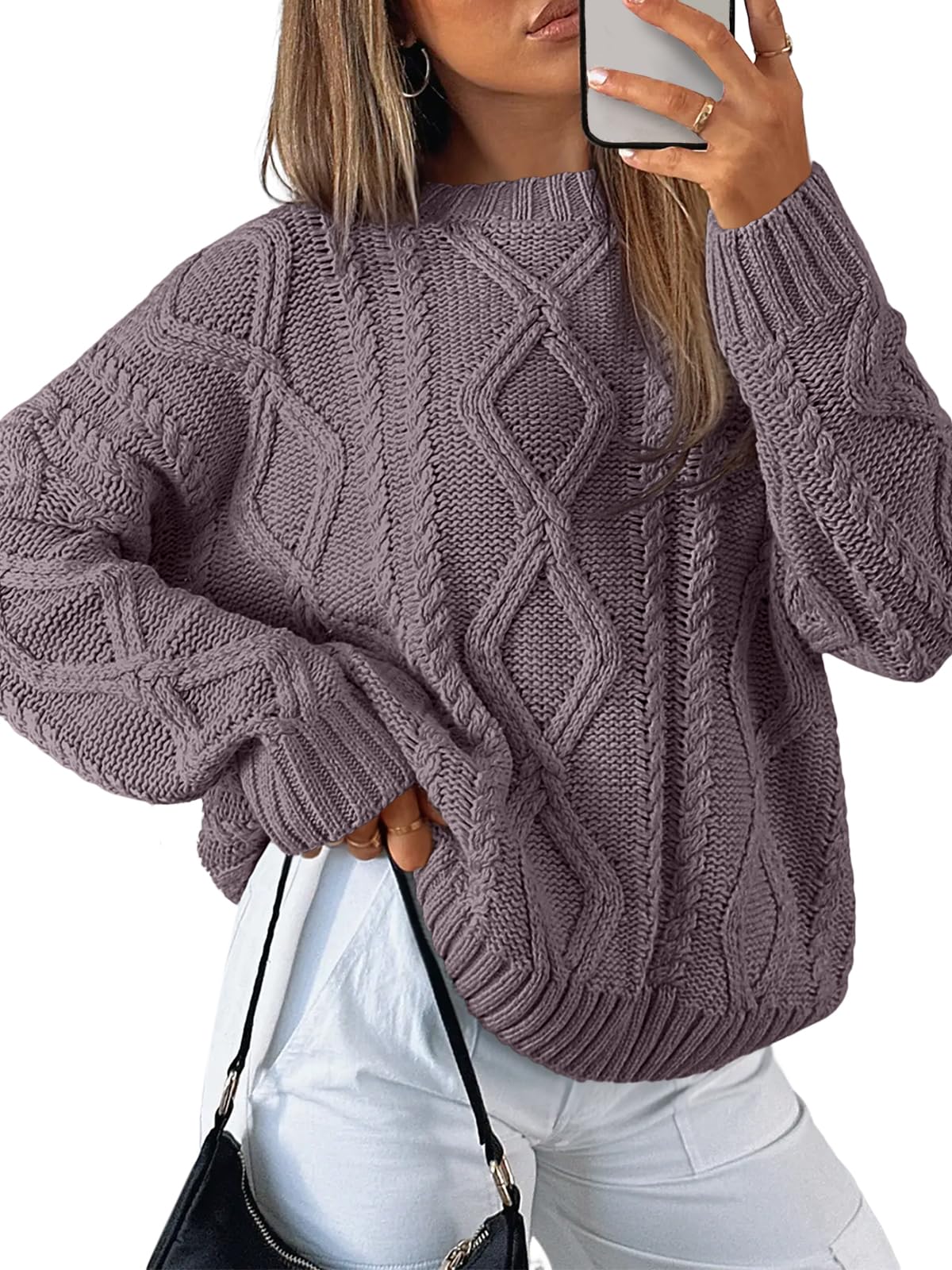 Trendy Queen Women's Oversized Cable Knit Sweaters 2026 Fall Outfits